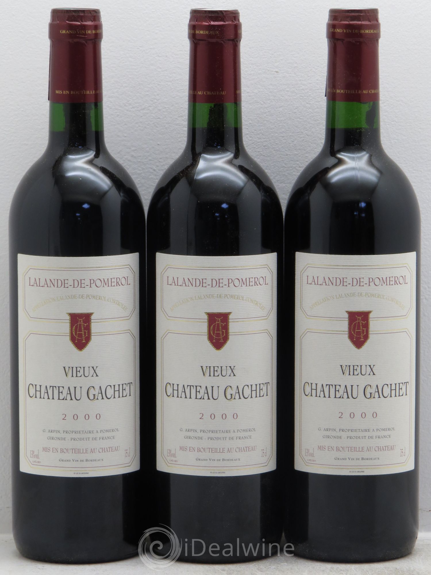 Bordeaux Vieux Château Gachet Lalande de pomerol 2000 - Posten von 3 Flaschen - 0