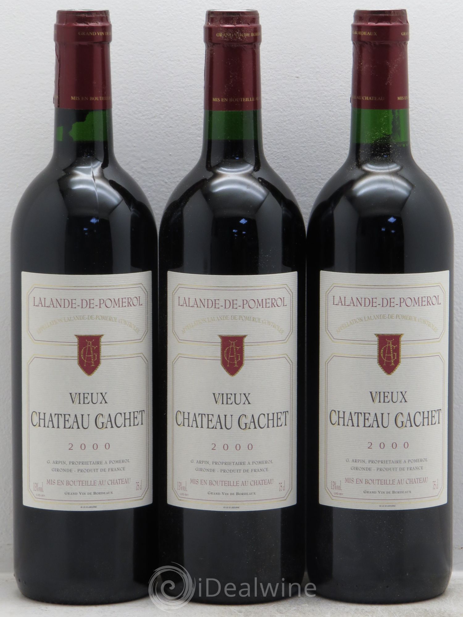 Bordeaux Vieux Château Gachet Lalande de pomerol 2000 - Posten von 3 Flaschen - 0