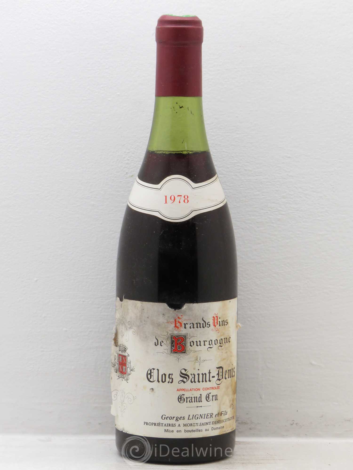 Clos Saint-Denis Grand Cru Georges Lignier (Domaine) 1978 - Lot de 1 bouteille - 0