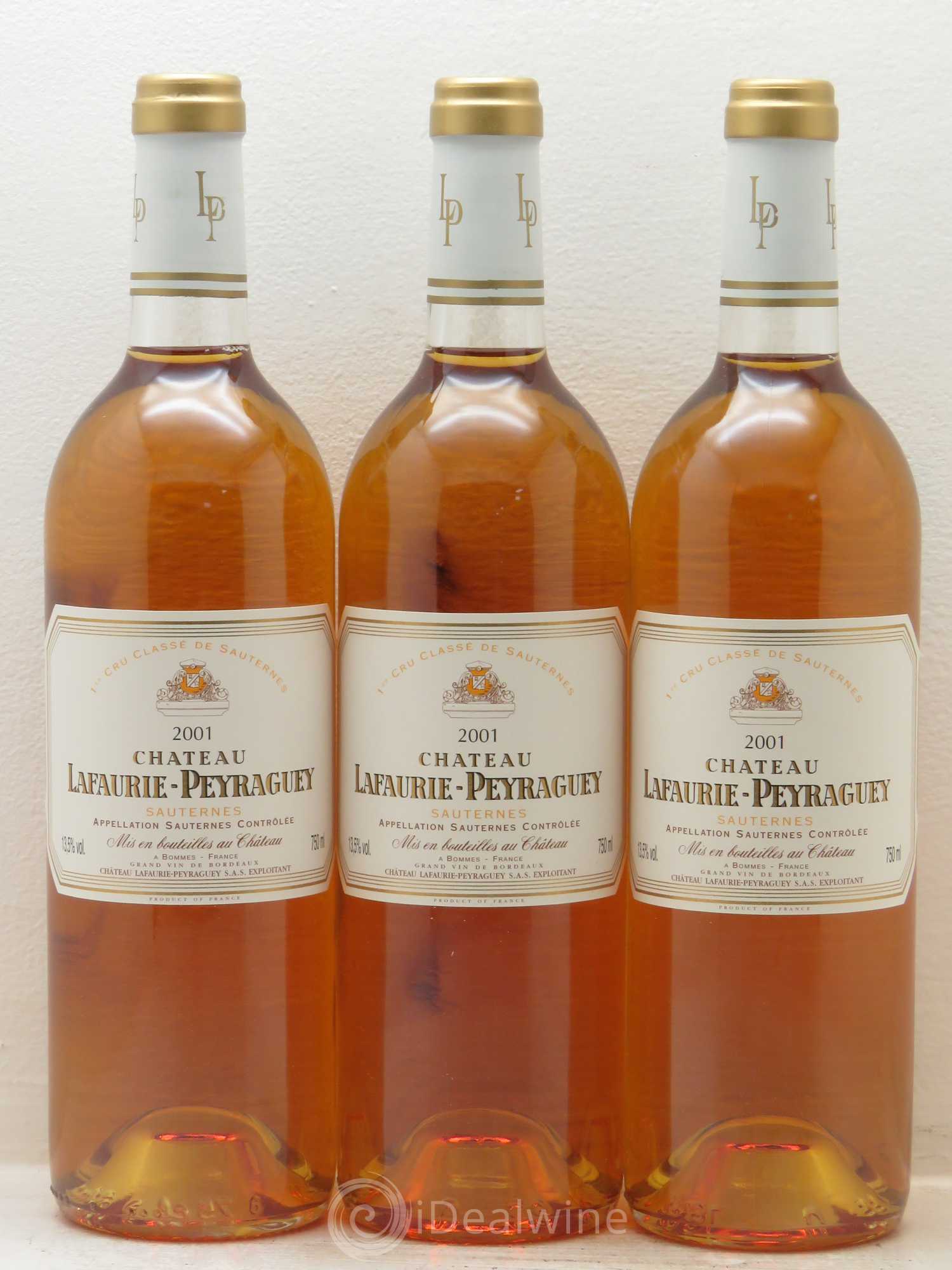 Château Lafaurie-Peyraguey 1er Grand Cru Classé 2001 - Lotto di 3 bottiglie - 0