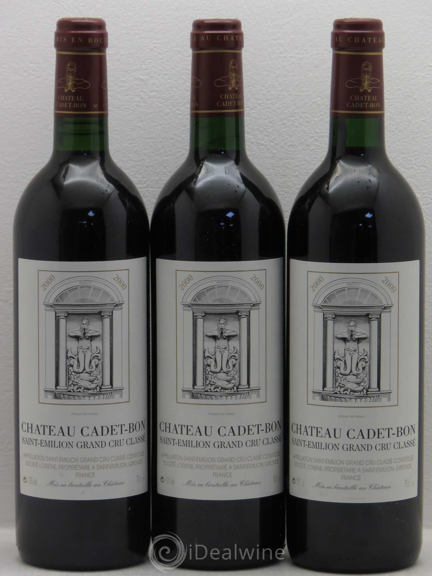 Château Cadet Bon Grand Cru Classé 2000 - Lot de 3 bouteilles - 0