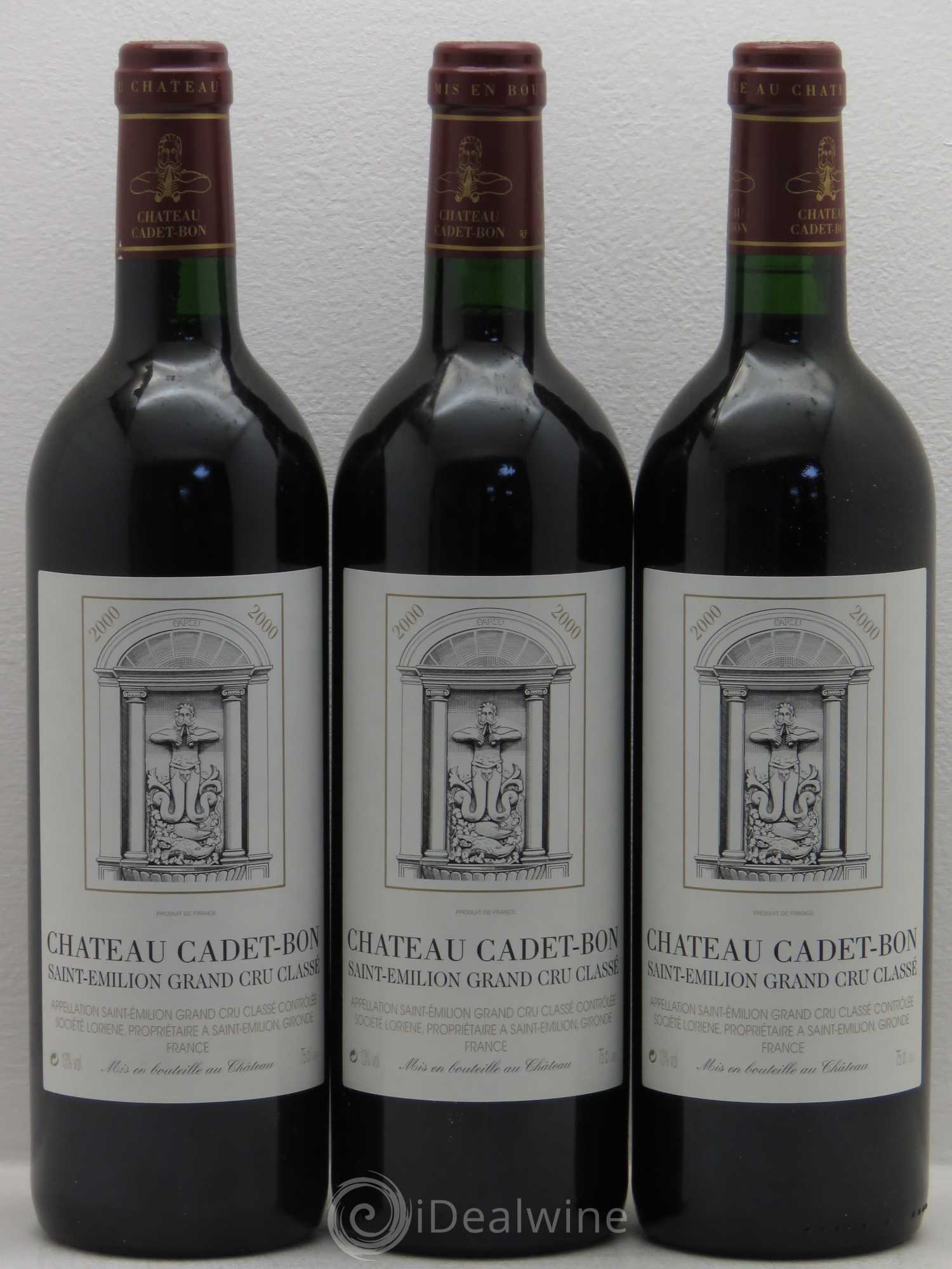 Château Cadet Bon Grand Cru Classé 2000 - Lot de 3 bouteilles - 0