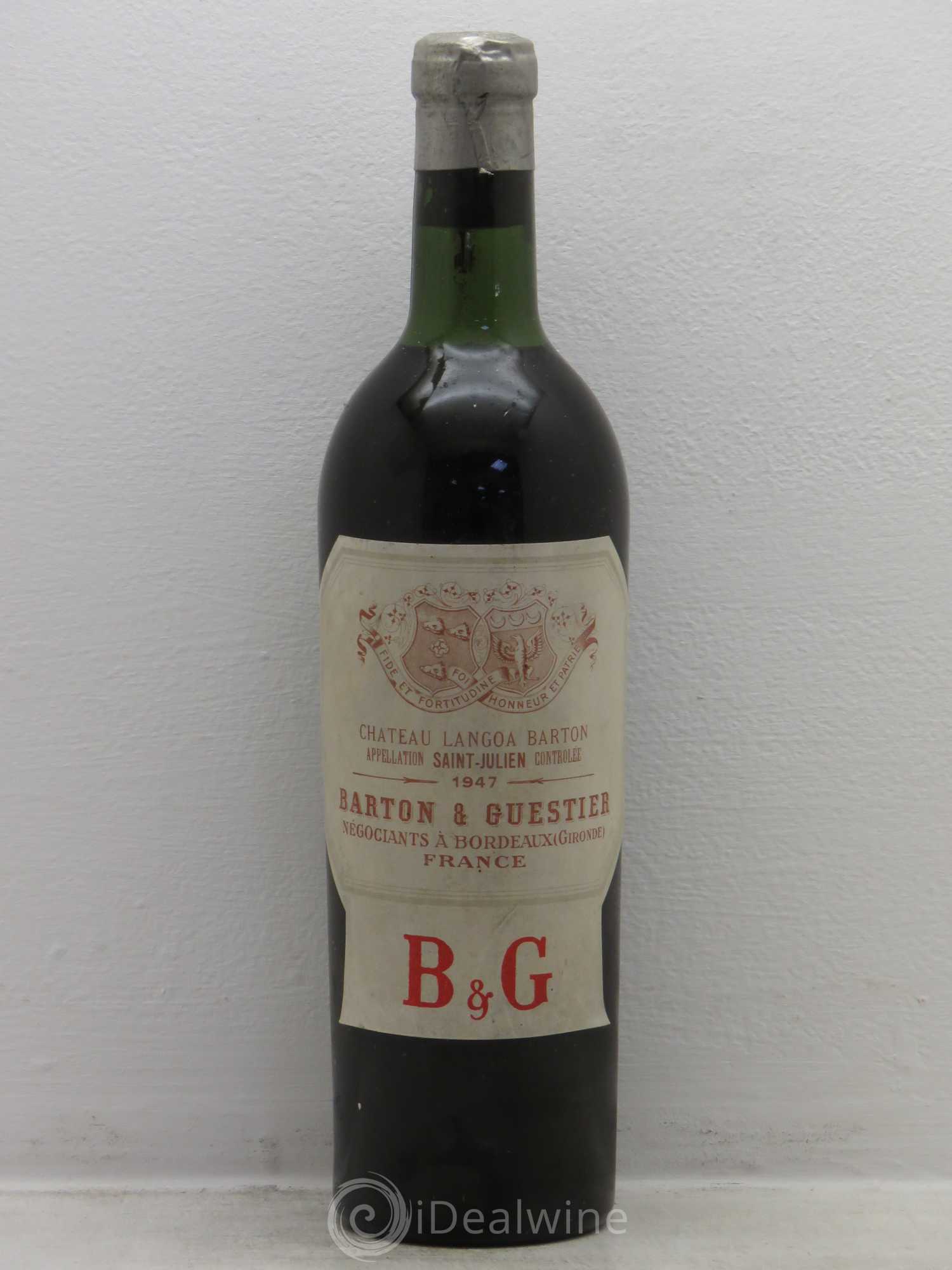 Château Langoa Barton 3ème Grand Cru Classé 1947 - Lot de 1 bouteille - 0