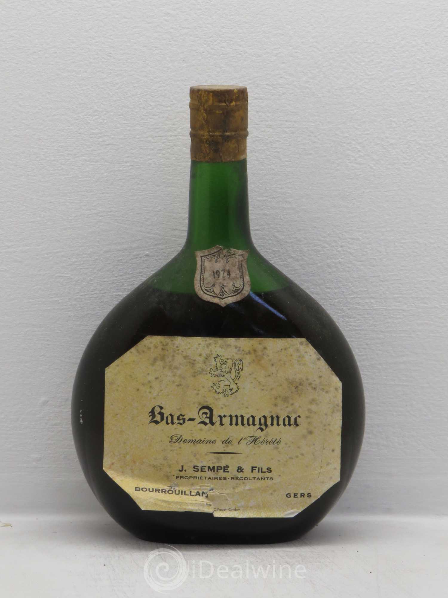 Bas-Armagnac Sempé Domaine de l'Hérété 1924 - Posten von 1 Flasche - 0