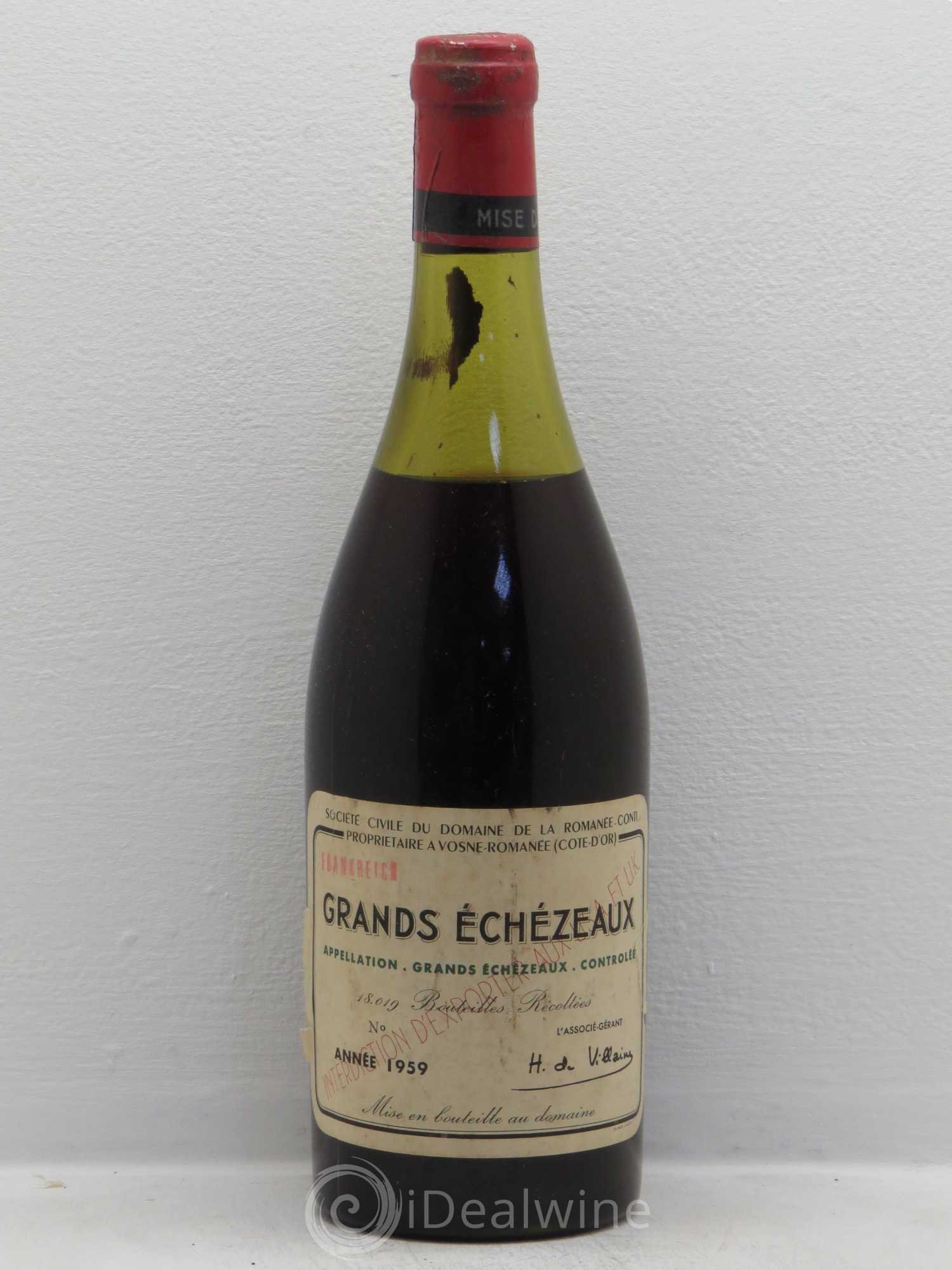 Grands-Echezeaux Grand Cru Domaine de la Romanée-Conti 1959 - Lot de 1 bouteille - 0