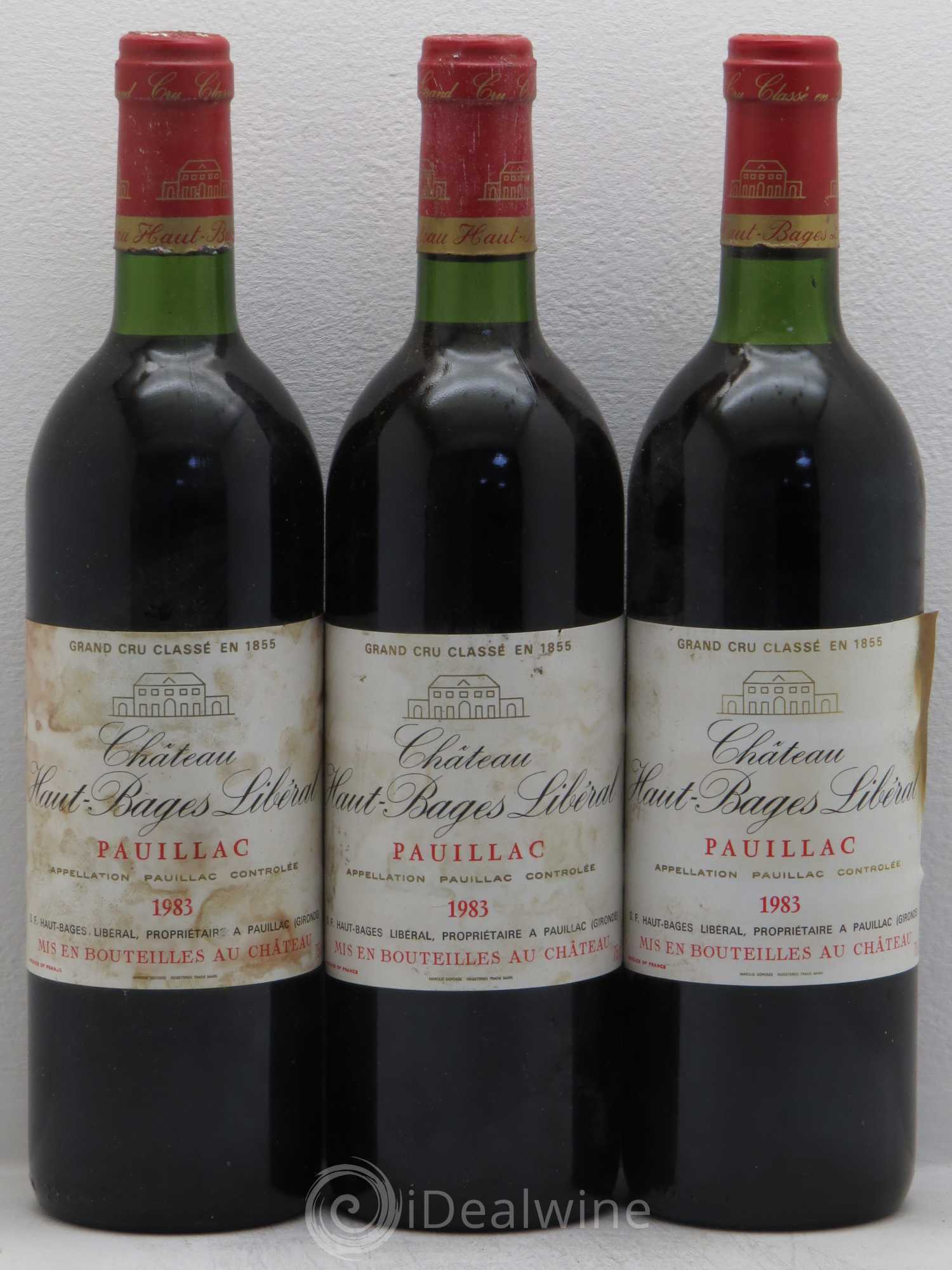 Château Haut Bages Libéral 5ème Grand Cru Classé 1983 - Lot de 3 bouteilles - 0