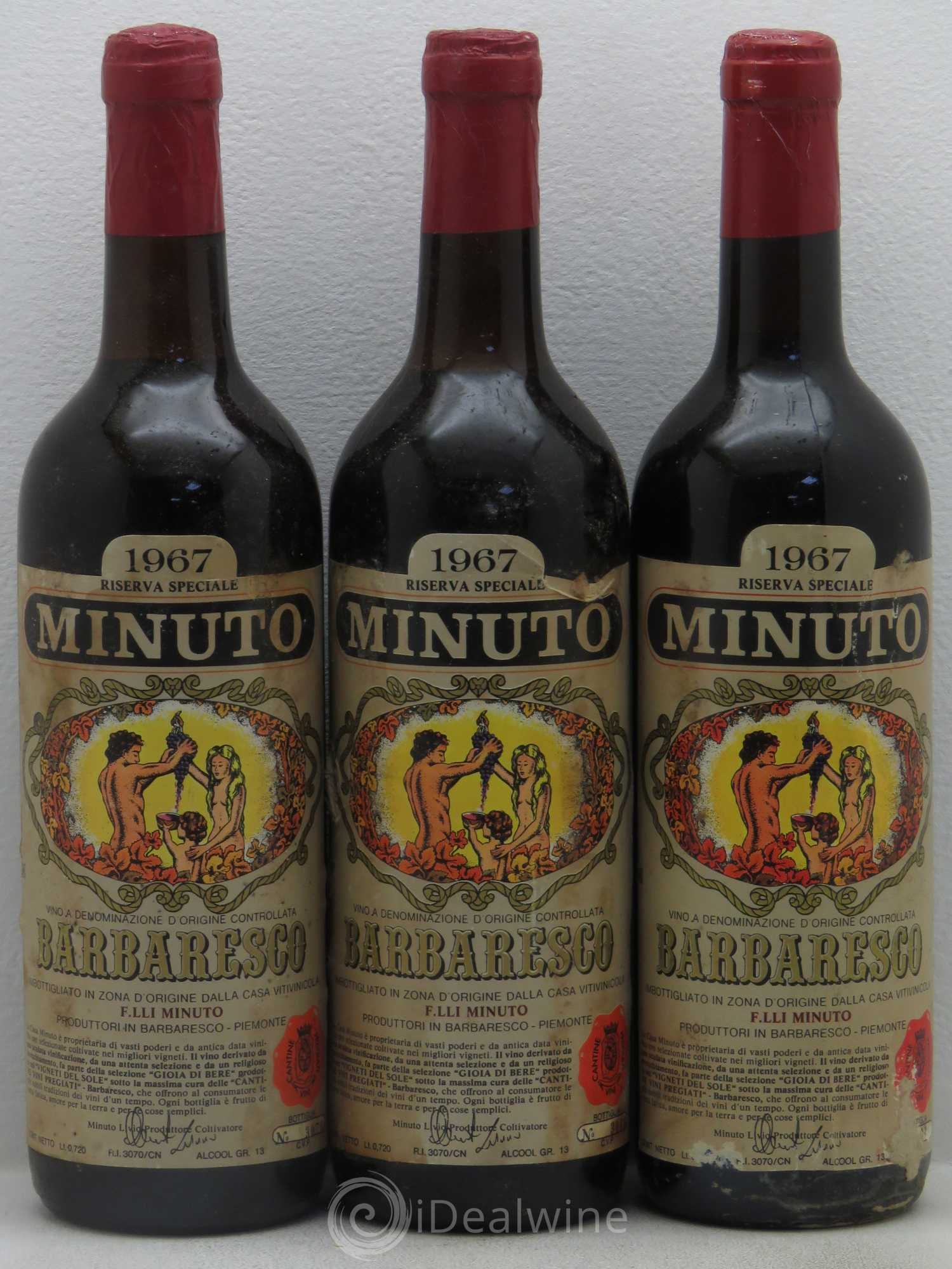 Barbaresco DOCG Minuto Reserve Speciale 1967 - Lot de 3 bouteilles - 0
