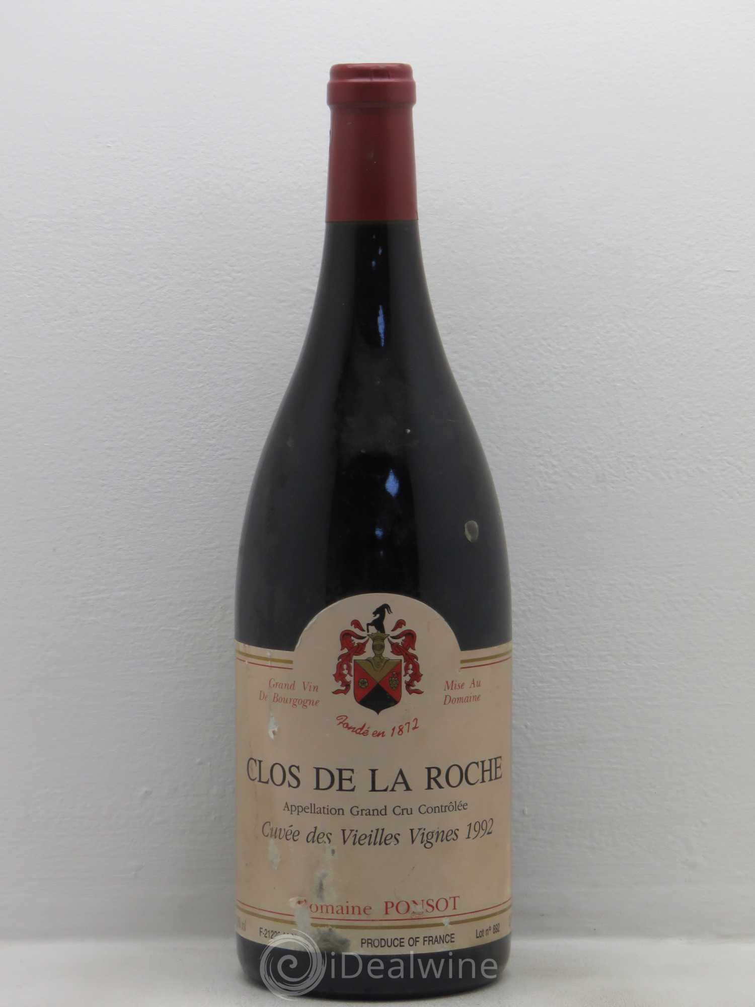 Clos de la Roche Grand Cru Vieilles Vignes Ponsot (Domaine) 1992 - Lot de 1 magnum - 0