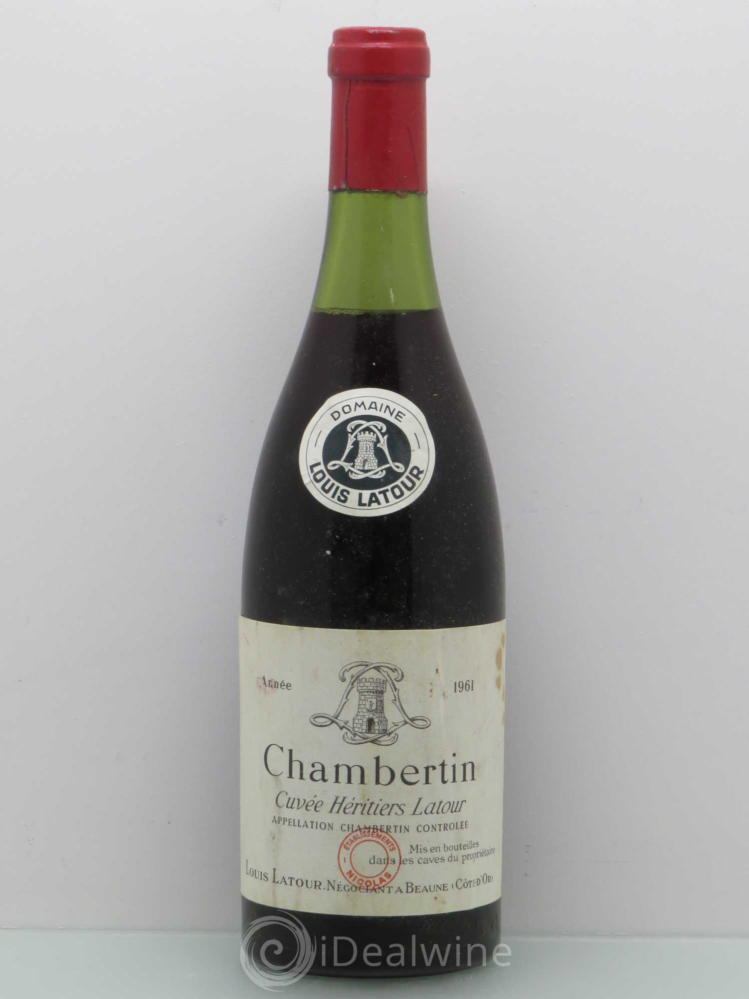Chambertin Grand Cru Cuvée Héritiers Latour Louis Latour 1961 - Lot de 1 bouteille - 0
