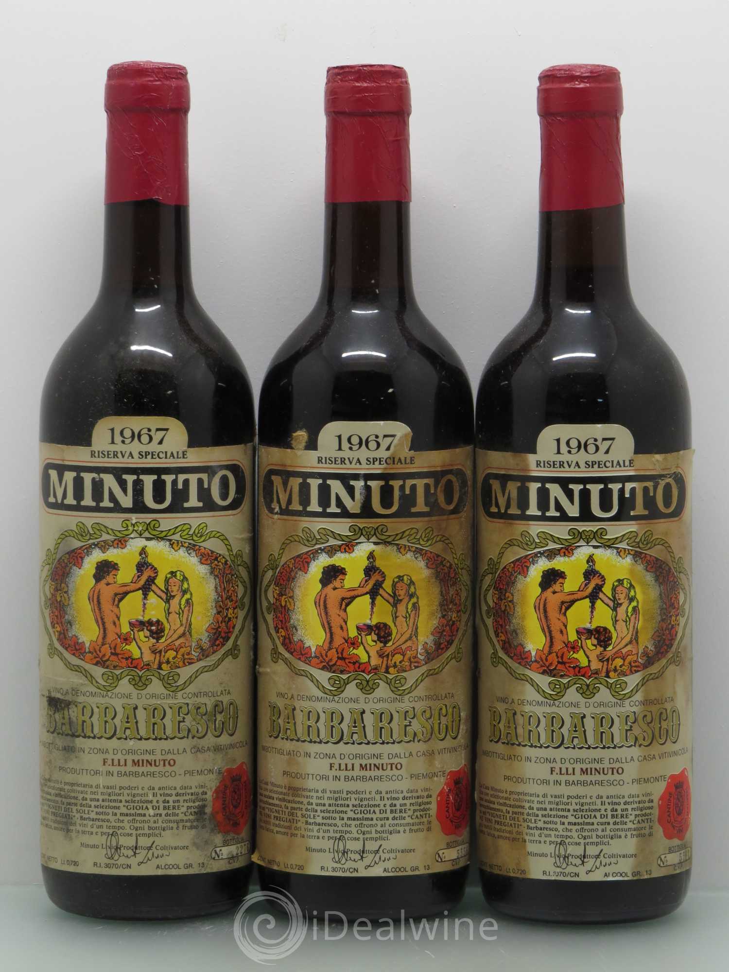 Barbaresco DOCG Minuto reserve speciale 1967 - Lot de 3 bouteilles - 0
