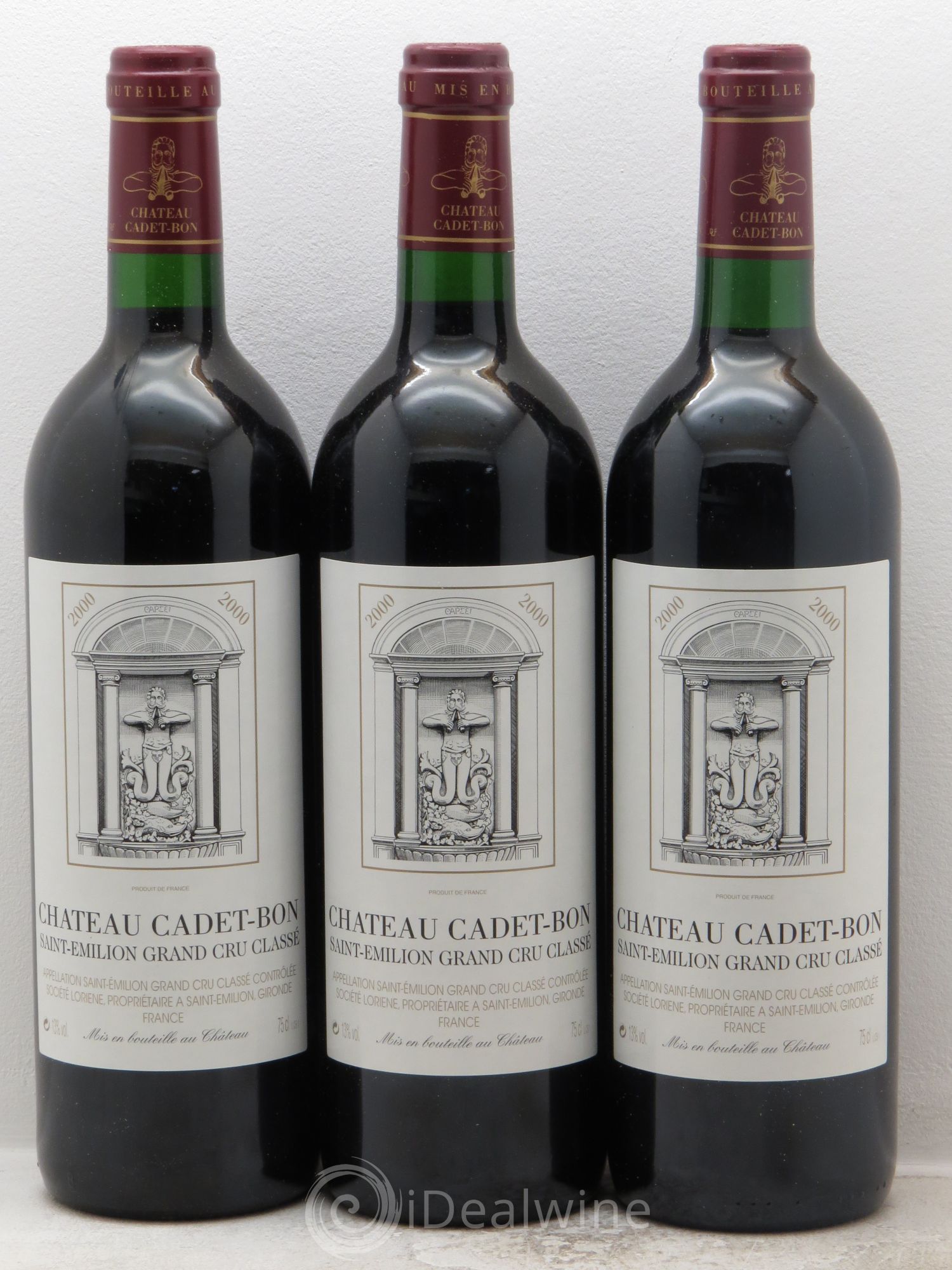 Château Cadet Bon Grand Cru Classé 2000 - Lot de 3 bouteilles - 0