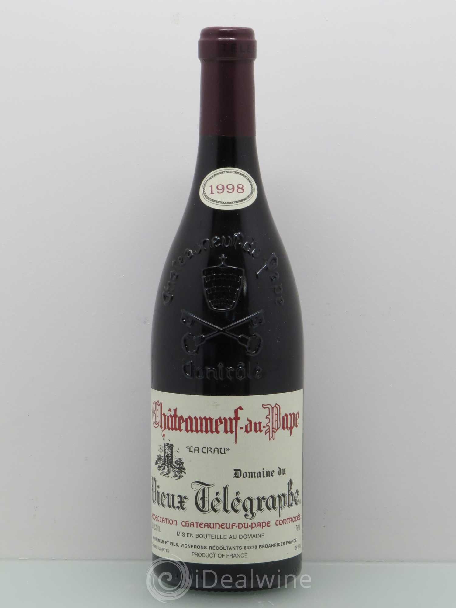 Châteauneuf-du-Pape Vieux Télégraphe (Domaine du) Vignobles Brunier 1998 - Lot de 1 bouteille - 0