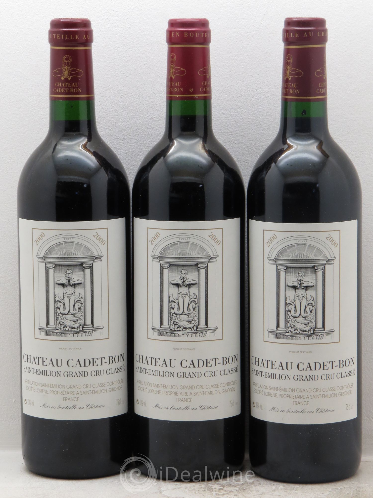 Château Cadet Bon Grand Cru Classé 2000 - Lot de 3 bouteilles - 0