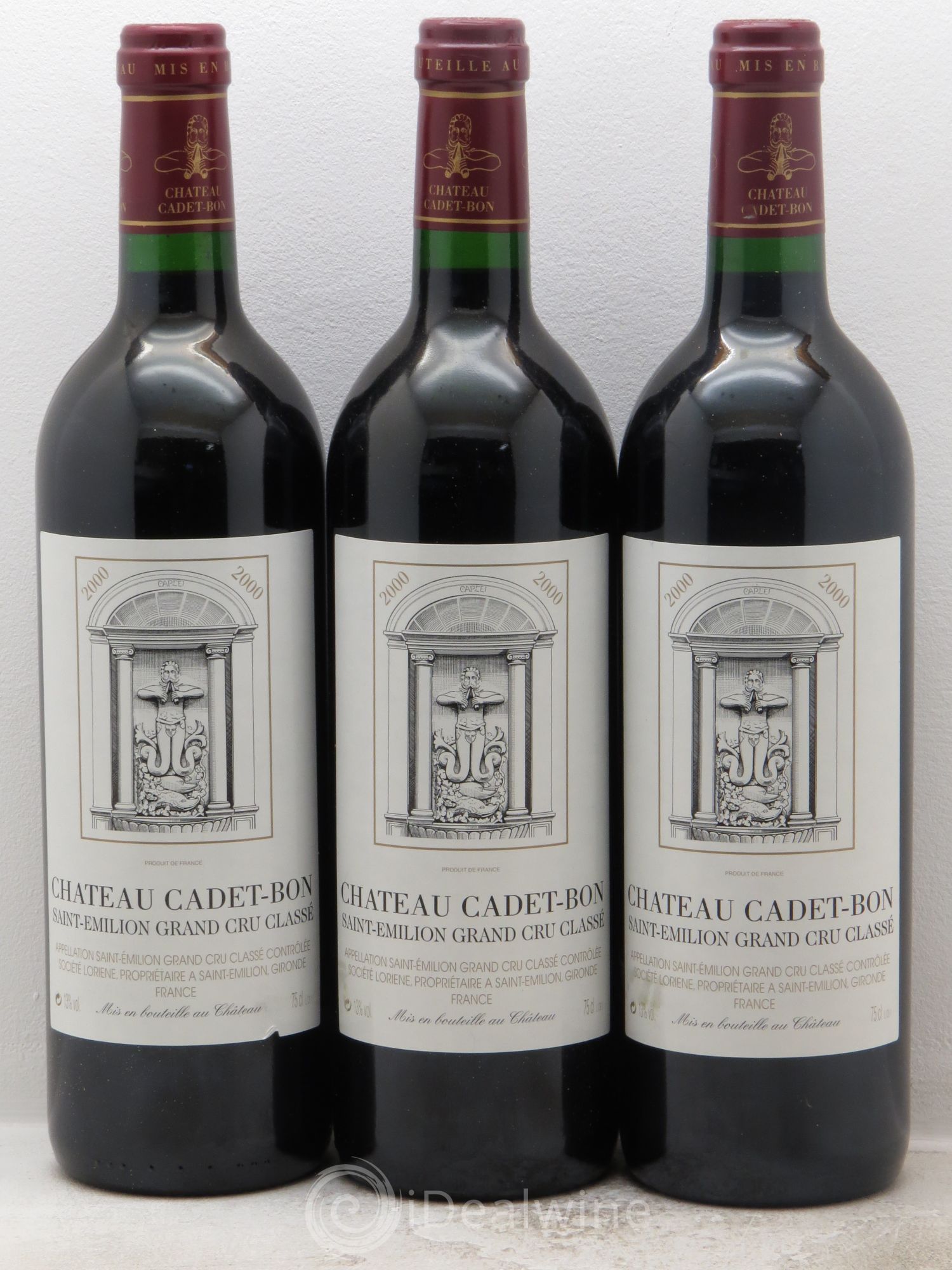 Château Cadet Bon Grand Cru Classé 2000 - Lot de 3 bouteilles - 0