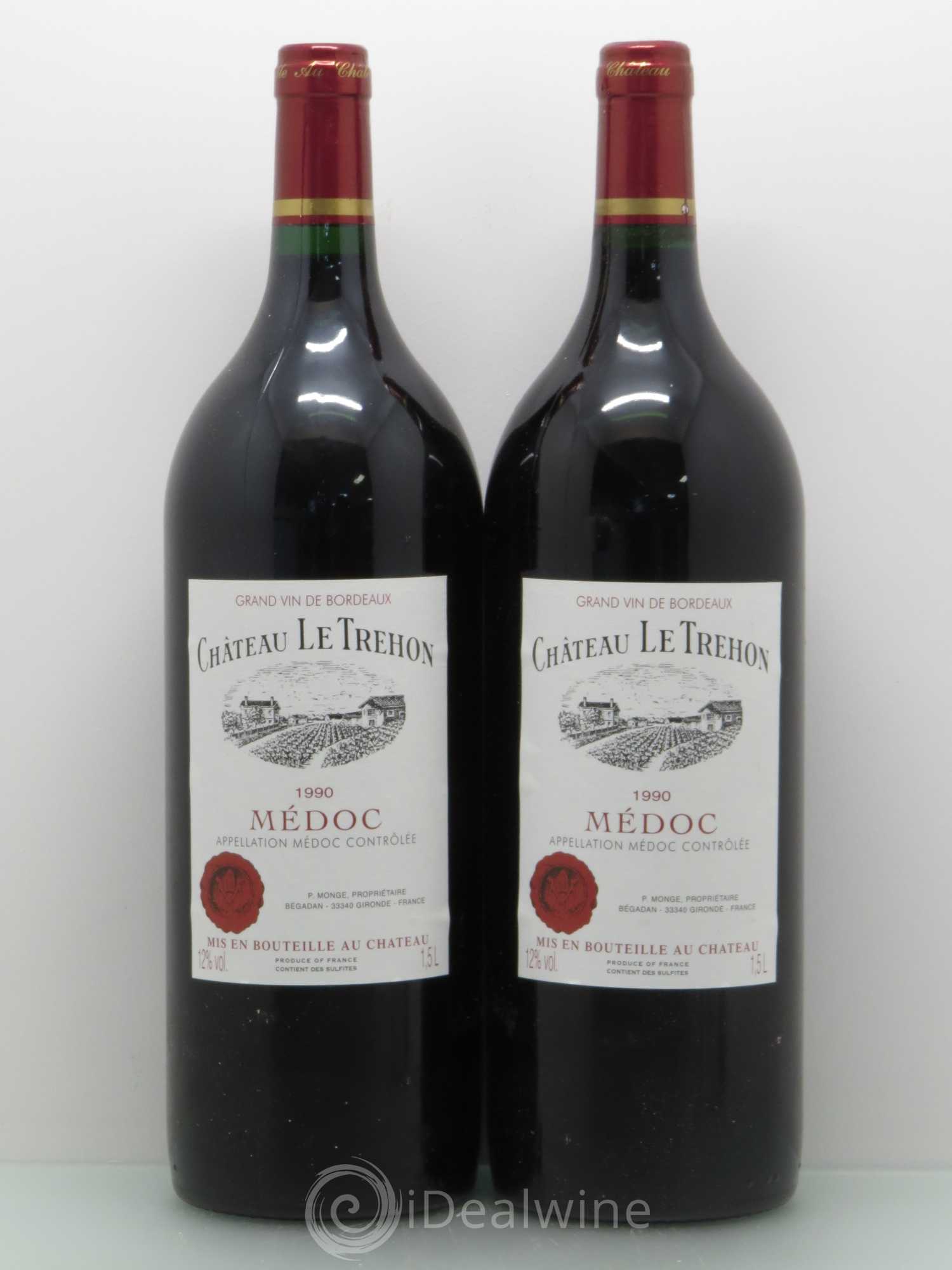 Bordeaux Le Trehon Medoc 1990 - Lot de 2 magnums - 0