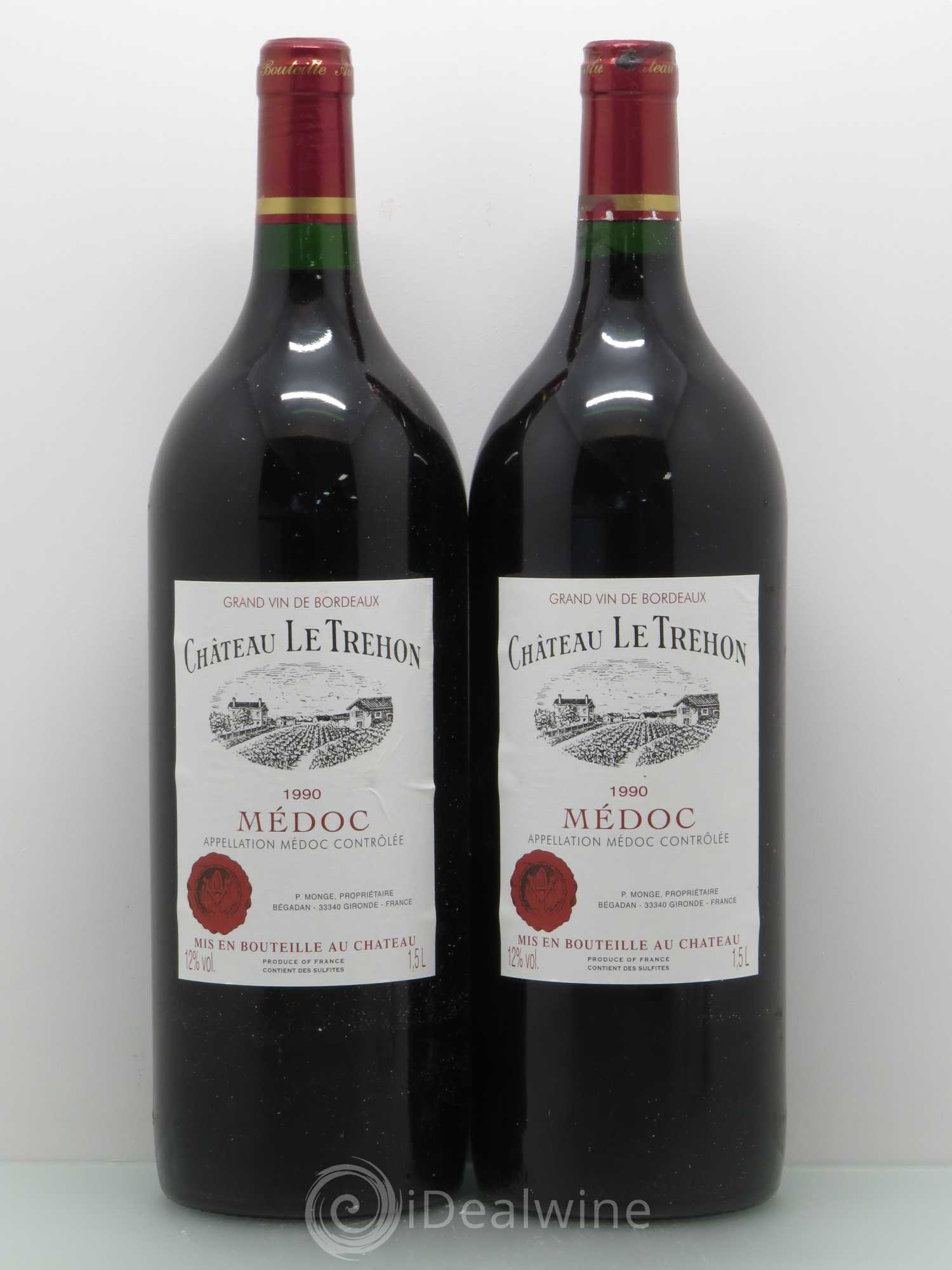 Bordeaux Le Trehon Medoc 1990 - Lot de 2 magnums - 0