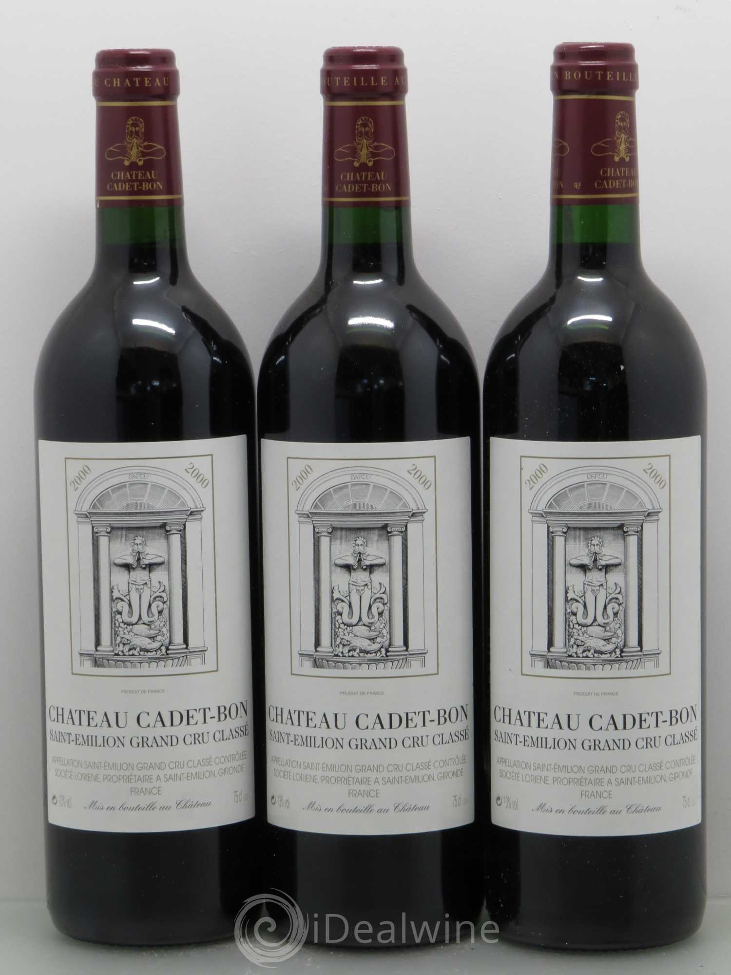 Château Cadet Bon Grand Cru Classé 2000 - Lot de 3 bouteilles - 0