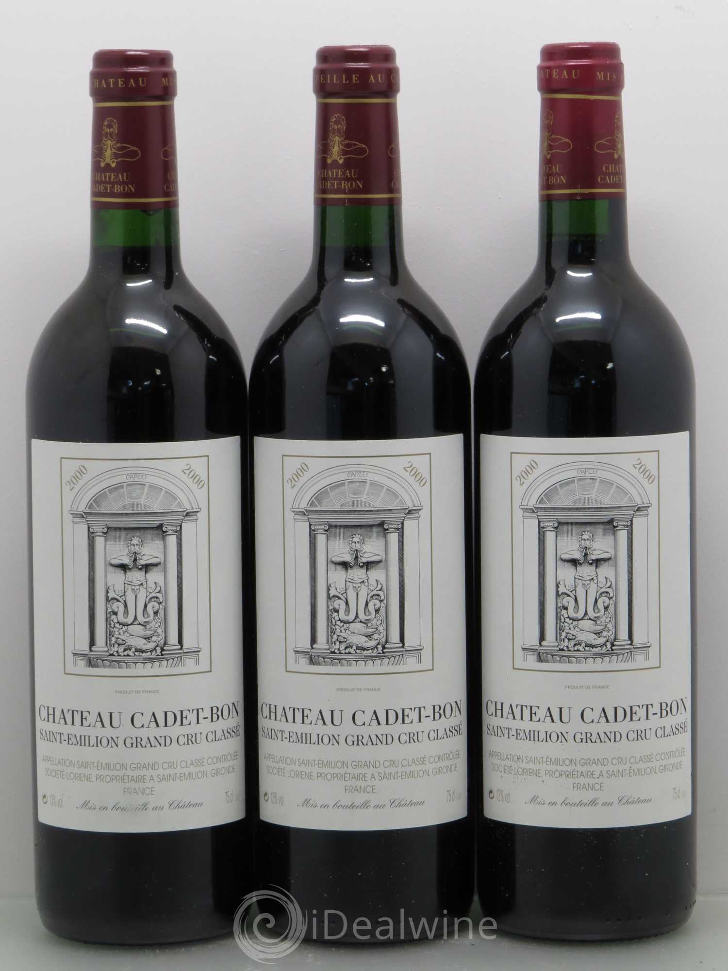 Château Cadet Bon Grand Cru Classé 2000 - Lot de 3 bouteilles - 0