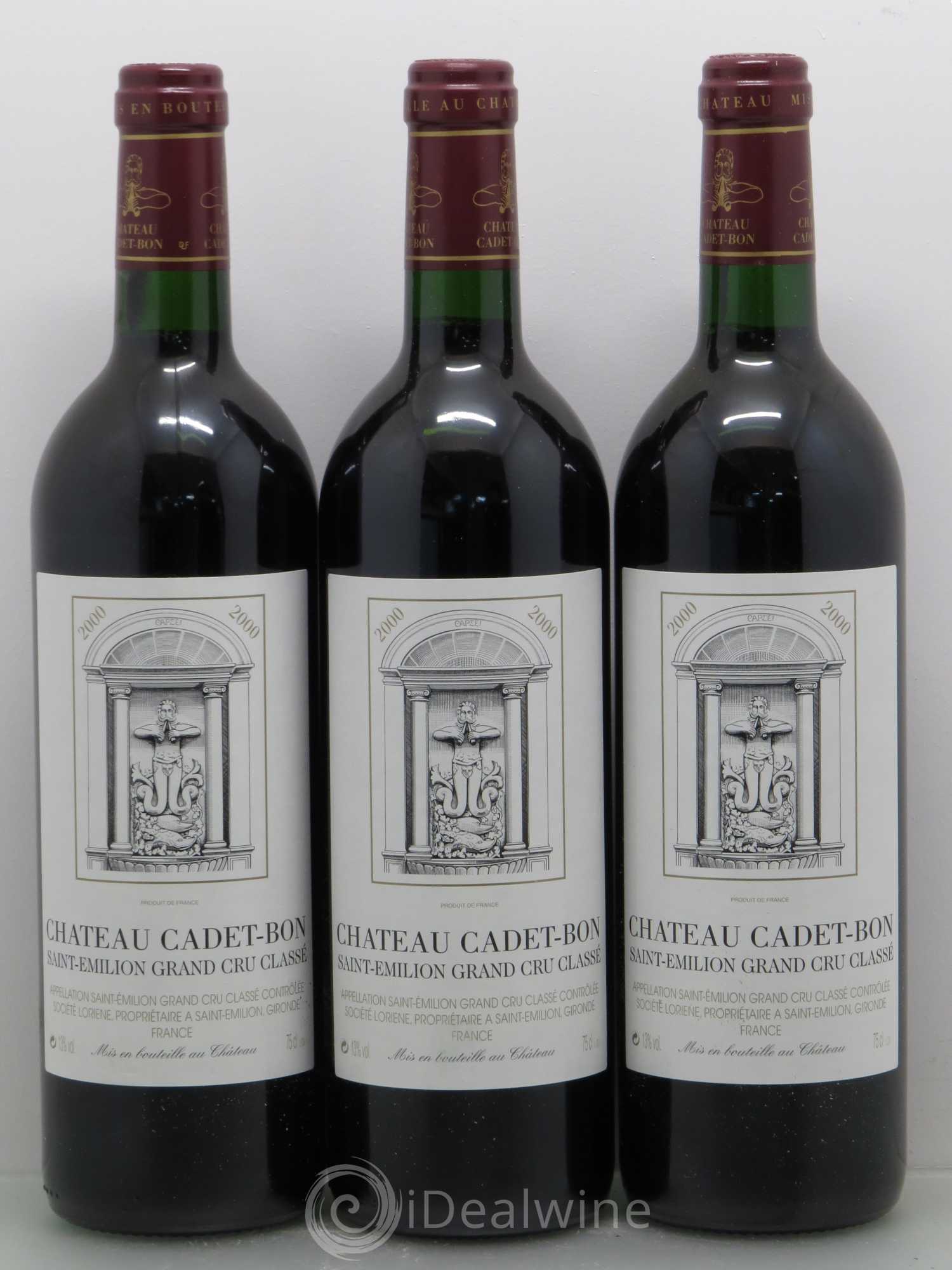 Château Cadet Bon Grand Cru Classé 2000 - Lot de 3 bouteilles - 0