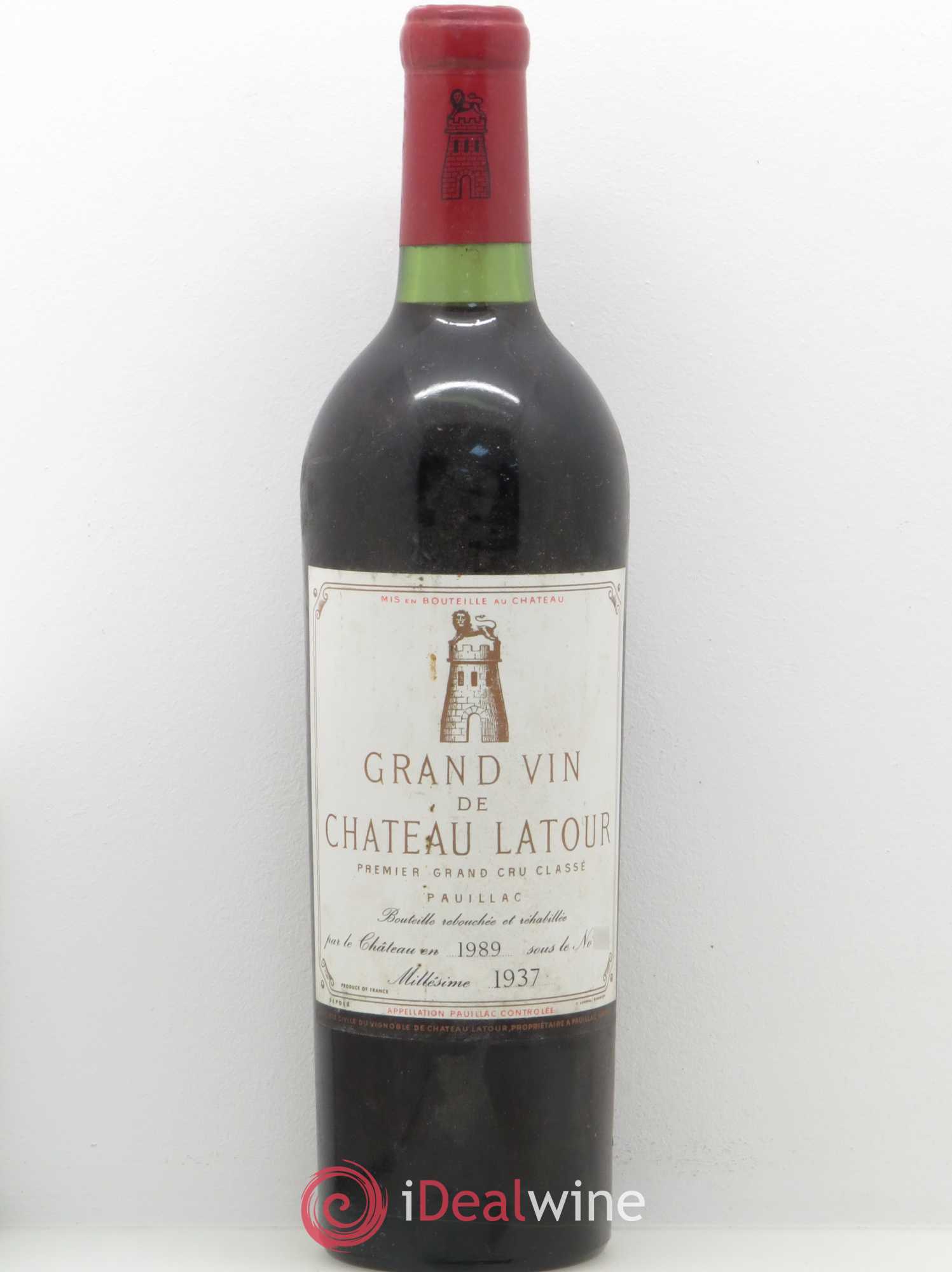 Château Latour 1er Grand Cru Classé Reconditionné en 1989 1937 - Lot de 1 bouteille - 0