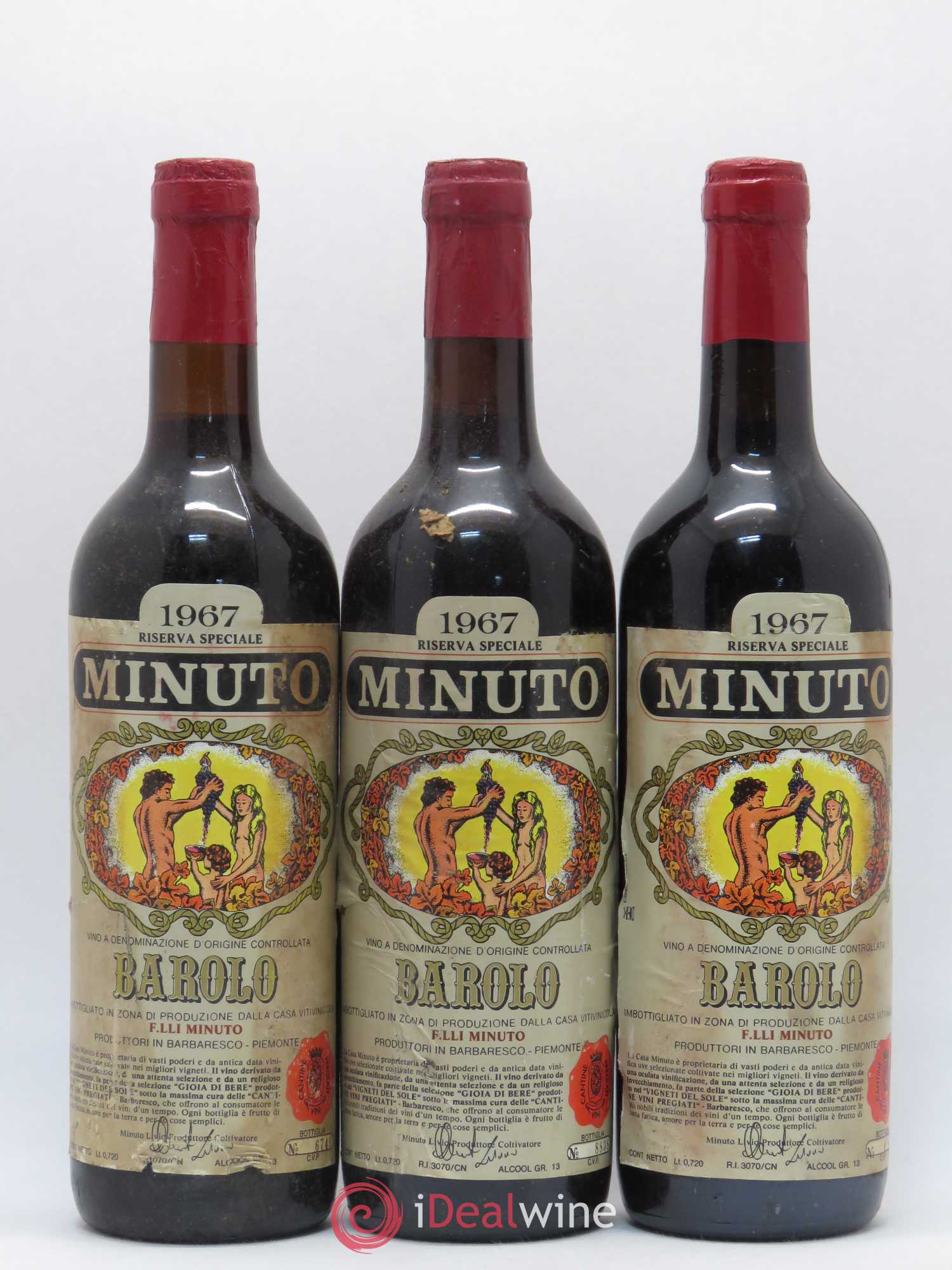 Barolo Fratelli Minuto Riserva Speciale 1967 - Lot de 3 bouteilles - 0
