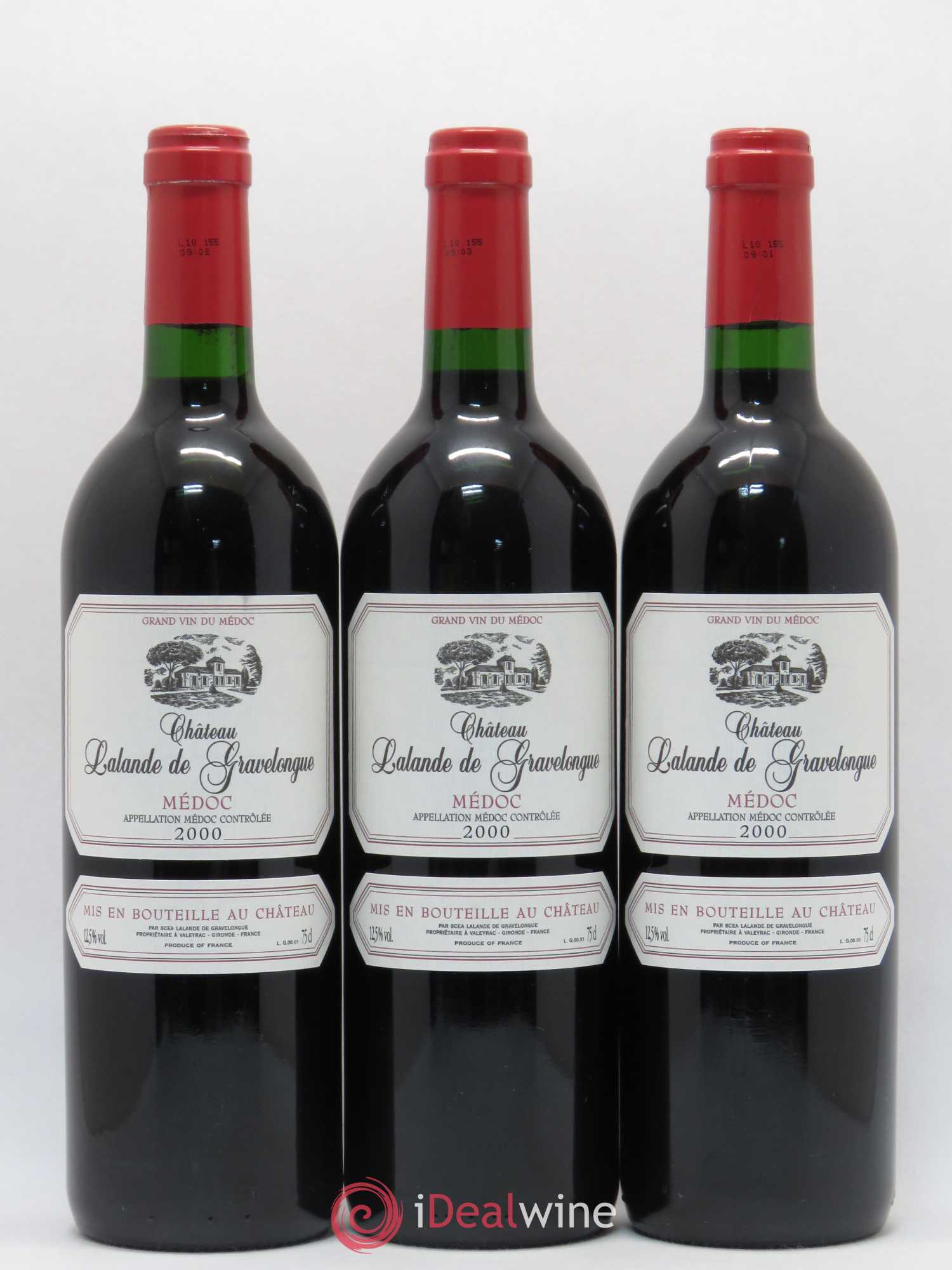 Bordeaux Médoc Château Lalande de Gravelongue 2000 - Lot de 6 bouteilles - 1