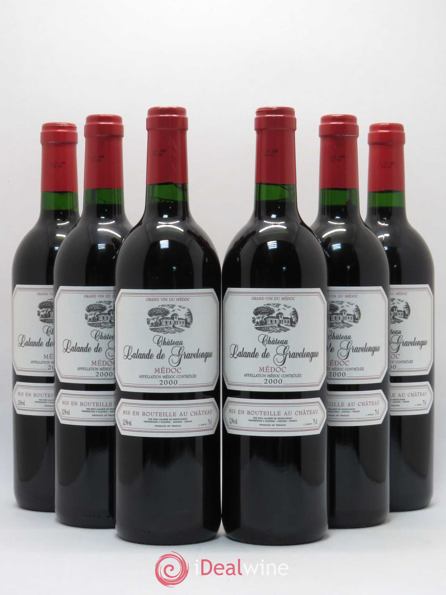 Bordeaux Médoc Château Lalande de Gravelongue 2000 - Lot de 6 bouteilles - 0