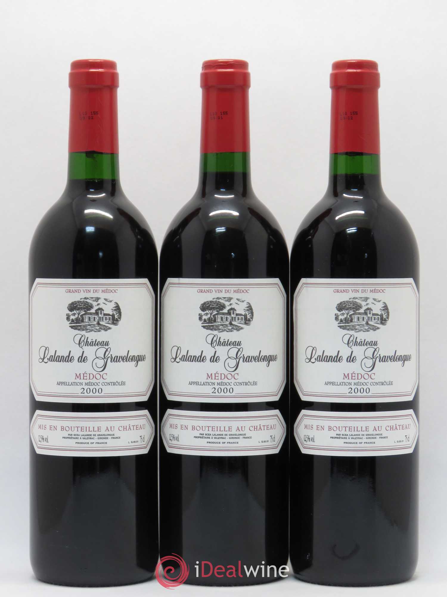Bordeaux Médoc Château Lalande de Gravelongue 2000 - Lot de 6 bouteilles - 1