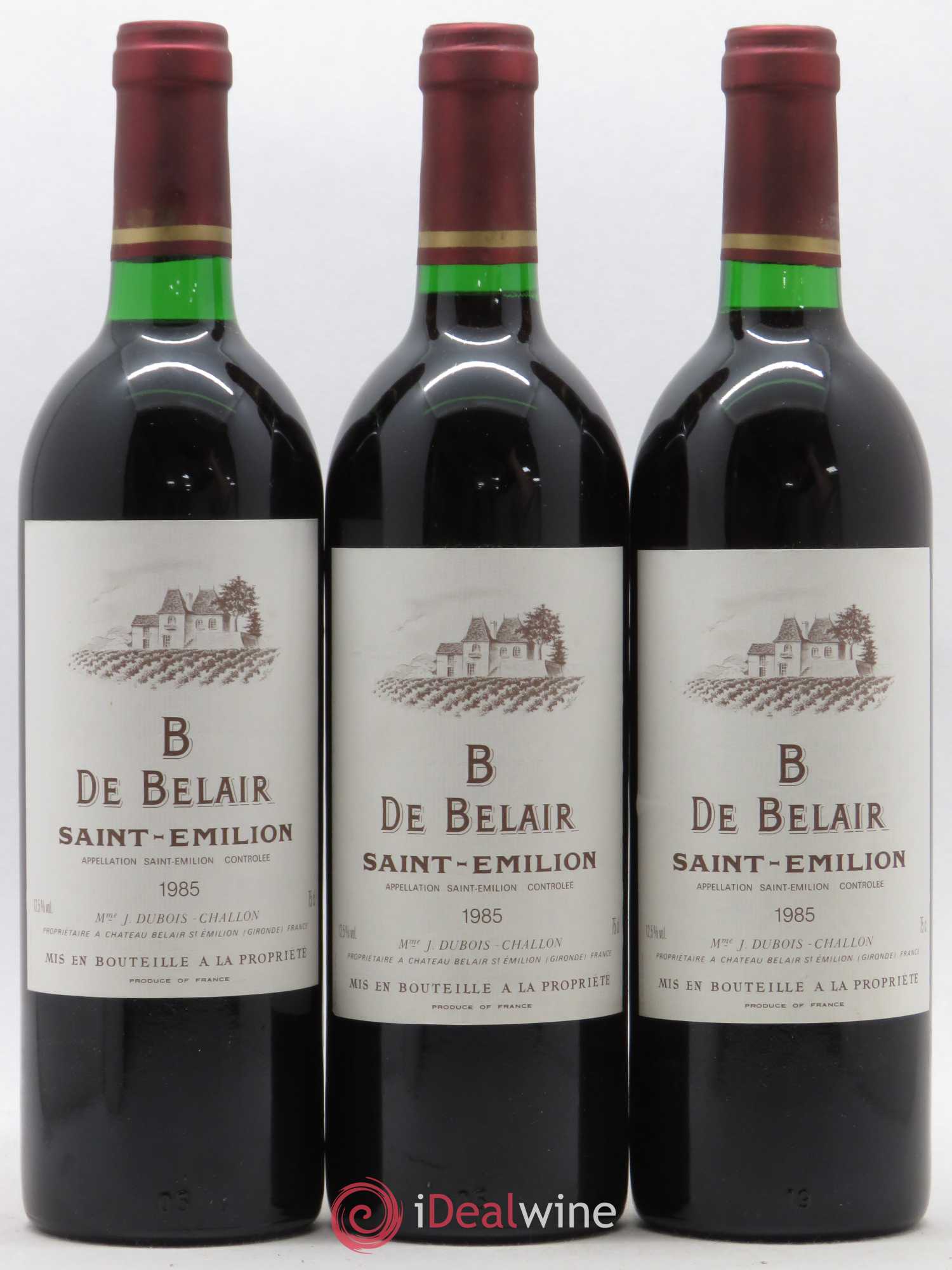 Saint-Émilion B de Belair 1985 - Posten von 3 Flaschen - 0