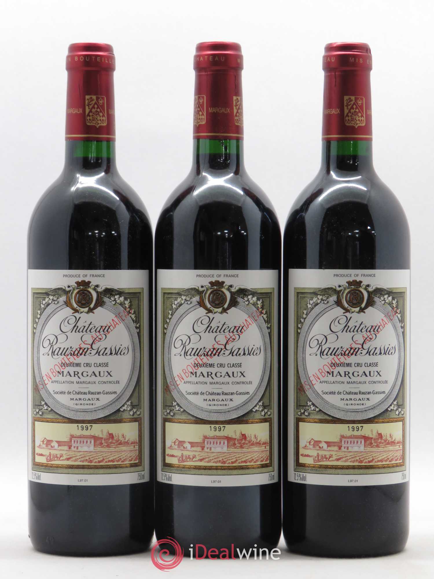 Château Rauzan-Gassies 2ème Grand Cru Classé 1997 - Lot de 3 bouteilles - 0