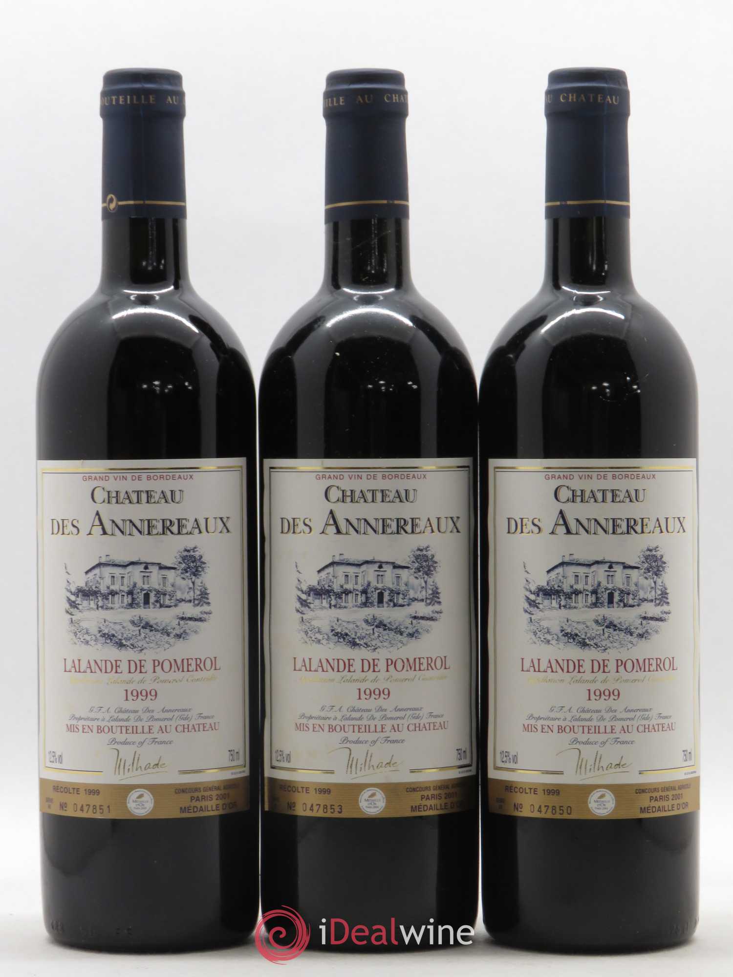 Château Annereaux (sans prix de réserve) 1999 - Lot de 3 bouteilles - 0