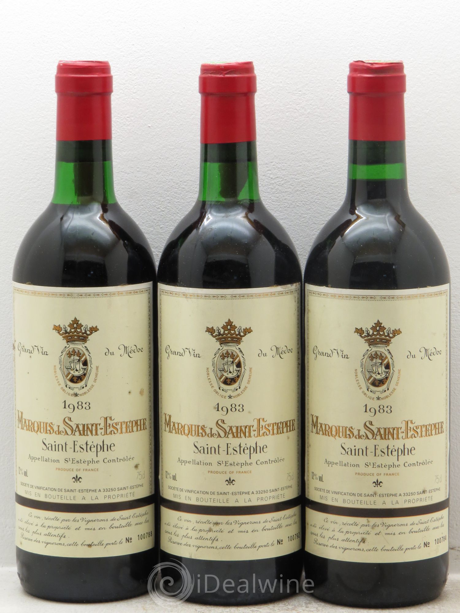 Saint-Estèphe Marquis de Saint Estèphe 1983 - Posten von 3 Flaschen - 0