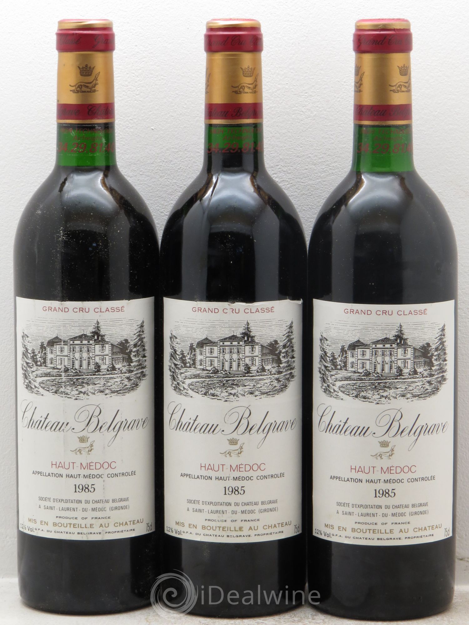 Château Belgrave 5ème Grand Cru Classé 1985 - Lot de 3 bouteilles - 0