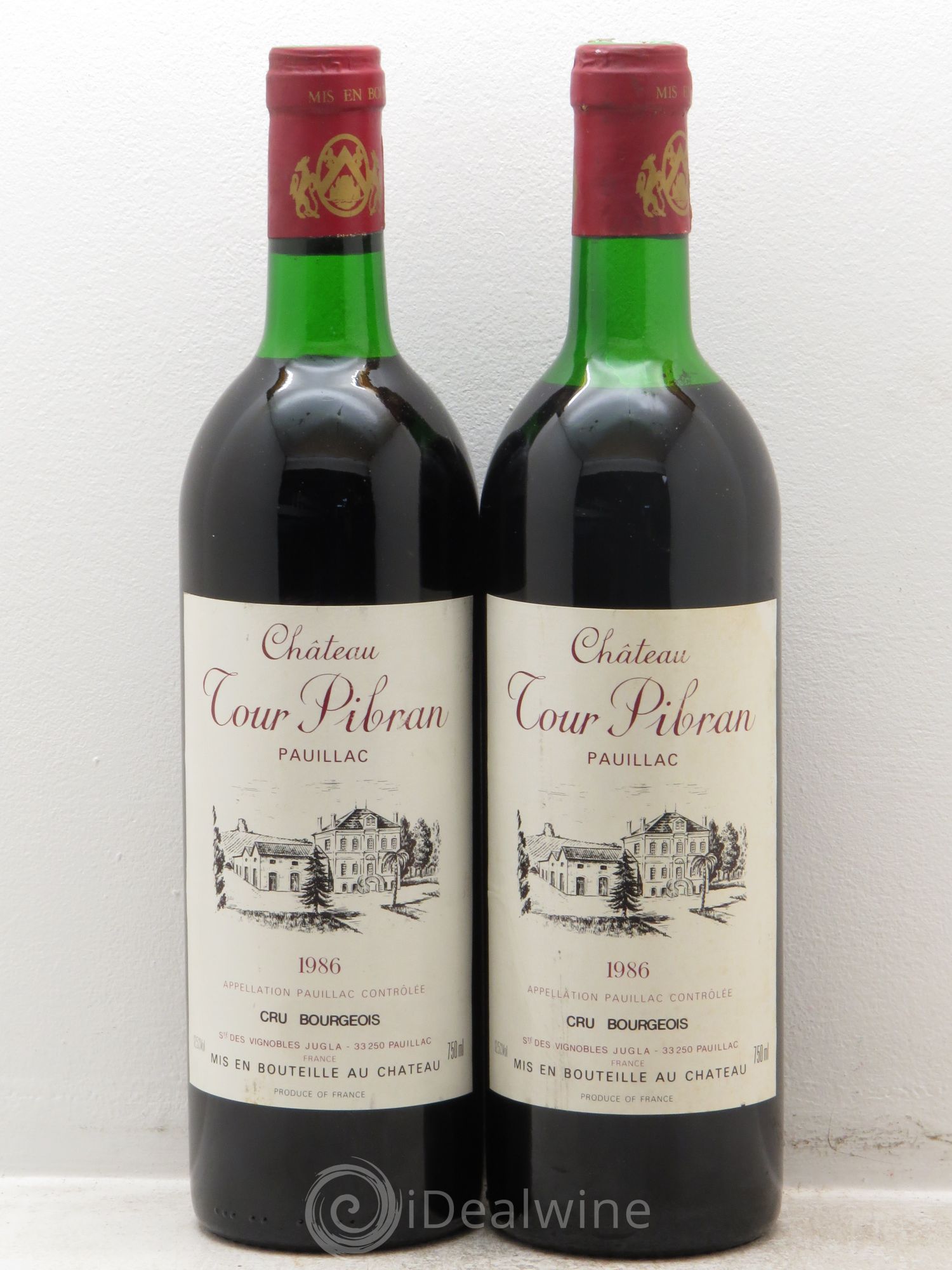 Château Tour Pibran Cru Bourgeois 1986 - Lot de 2 bouteilles - 0