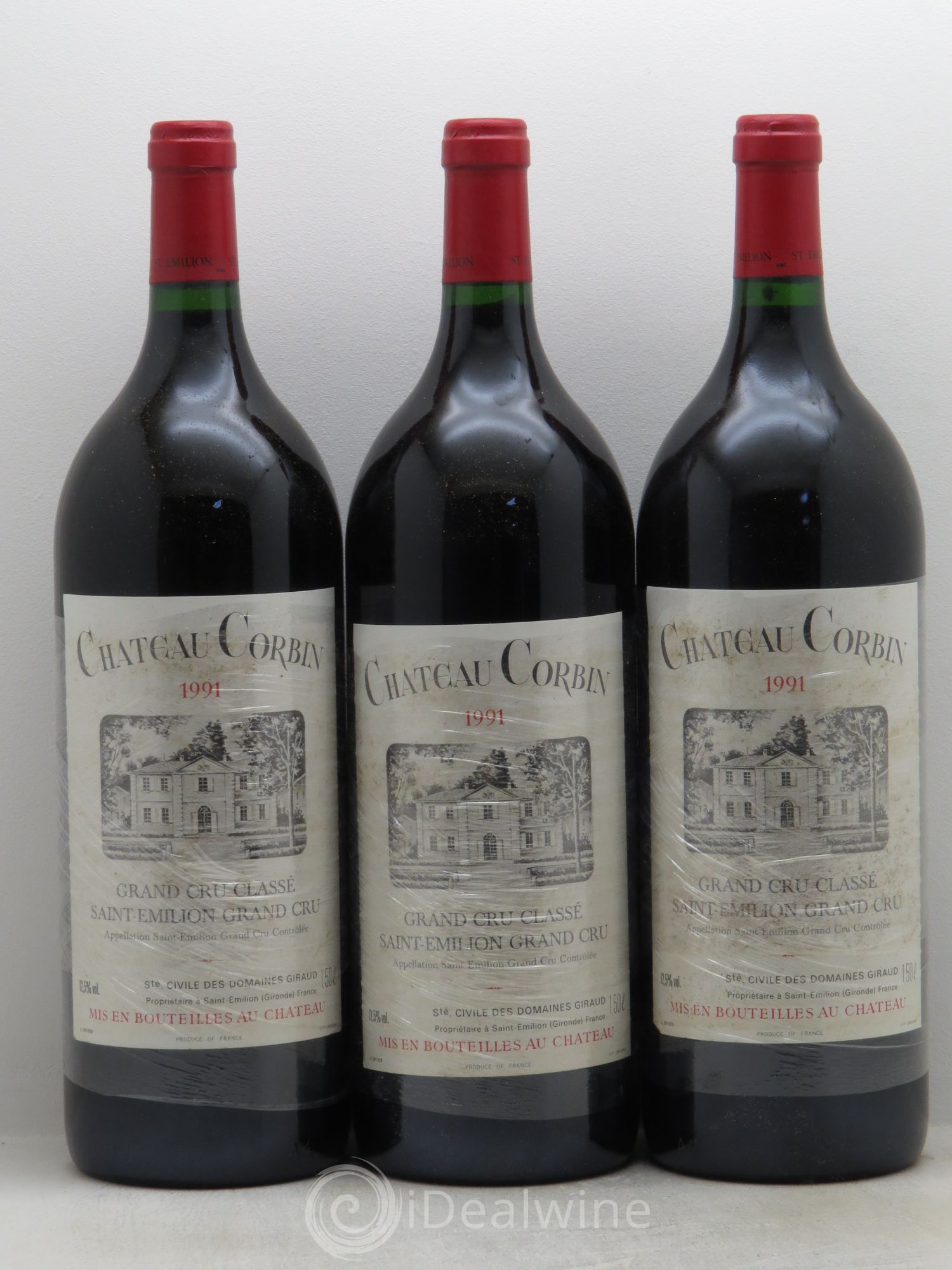 Château Corbin Grand Cru Classé 1991 - Lot de 3 magnums - 0