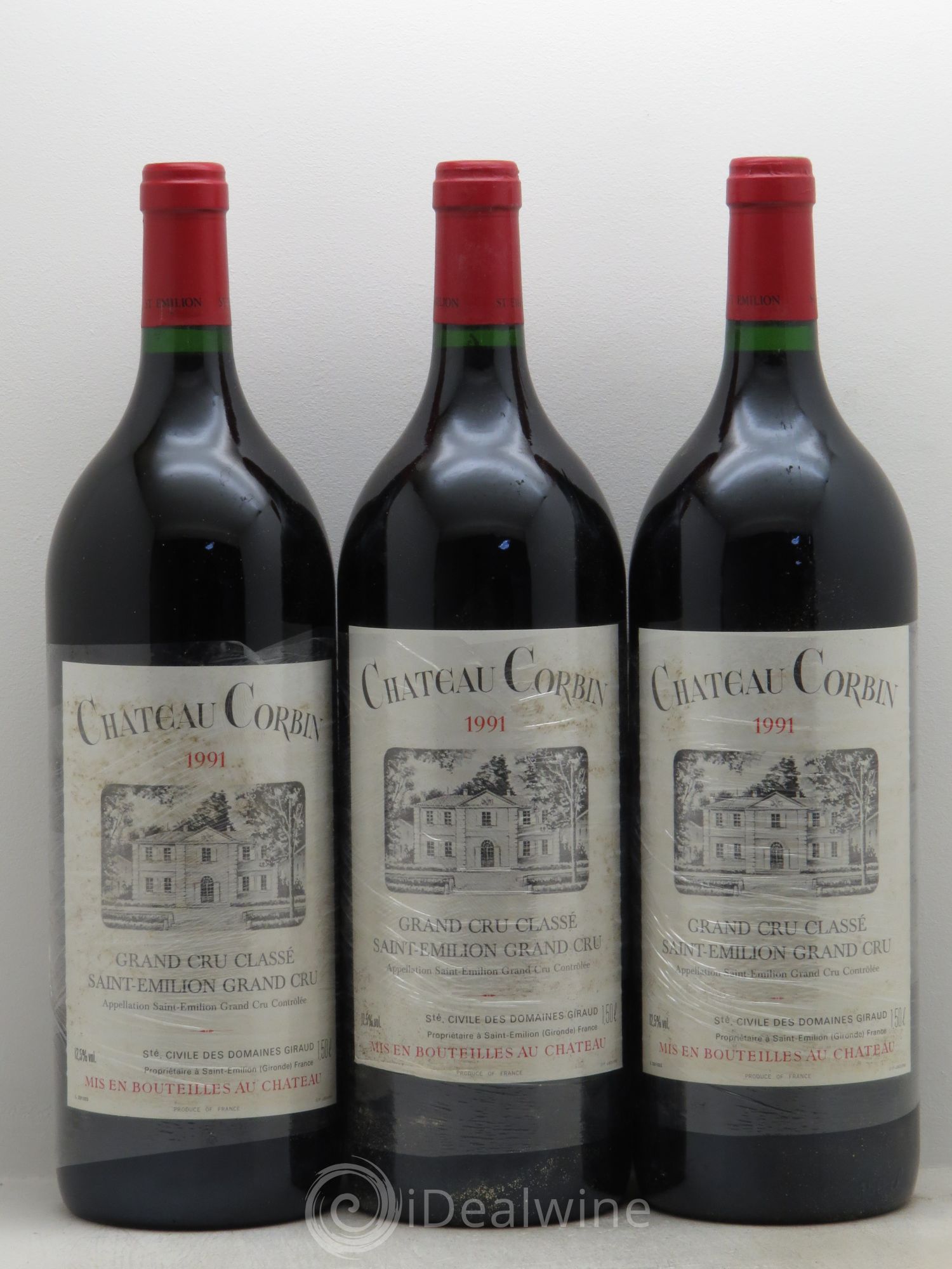 Château Corbin Grand Cru Classé 1991 - Lot de 3 magnums - 0