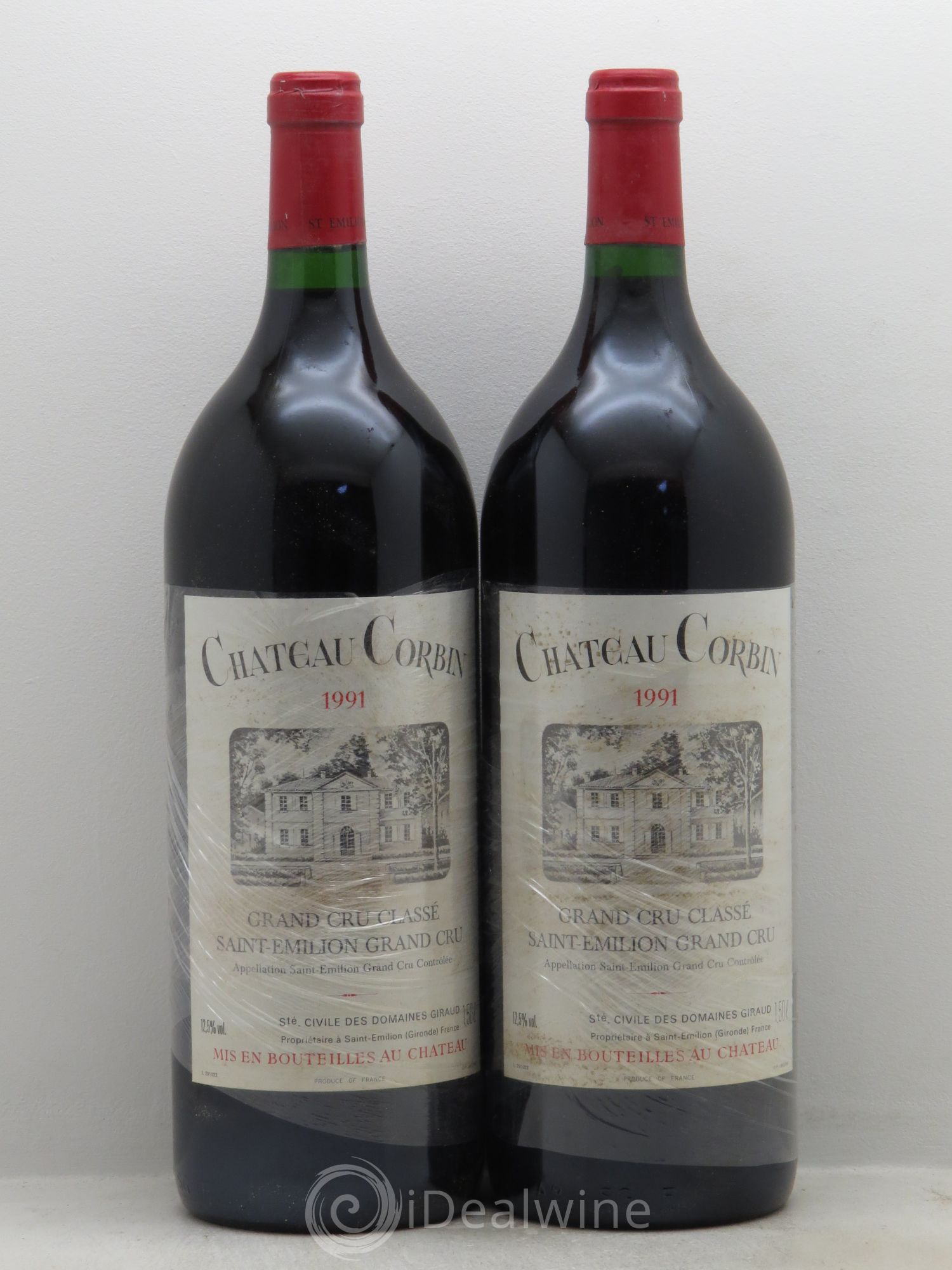 Château Corbin Grand Cru Classé 1991 - Lot de 2 magnums - 0