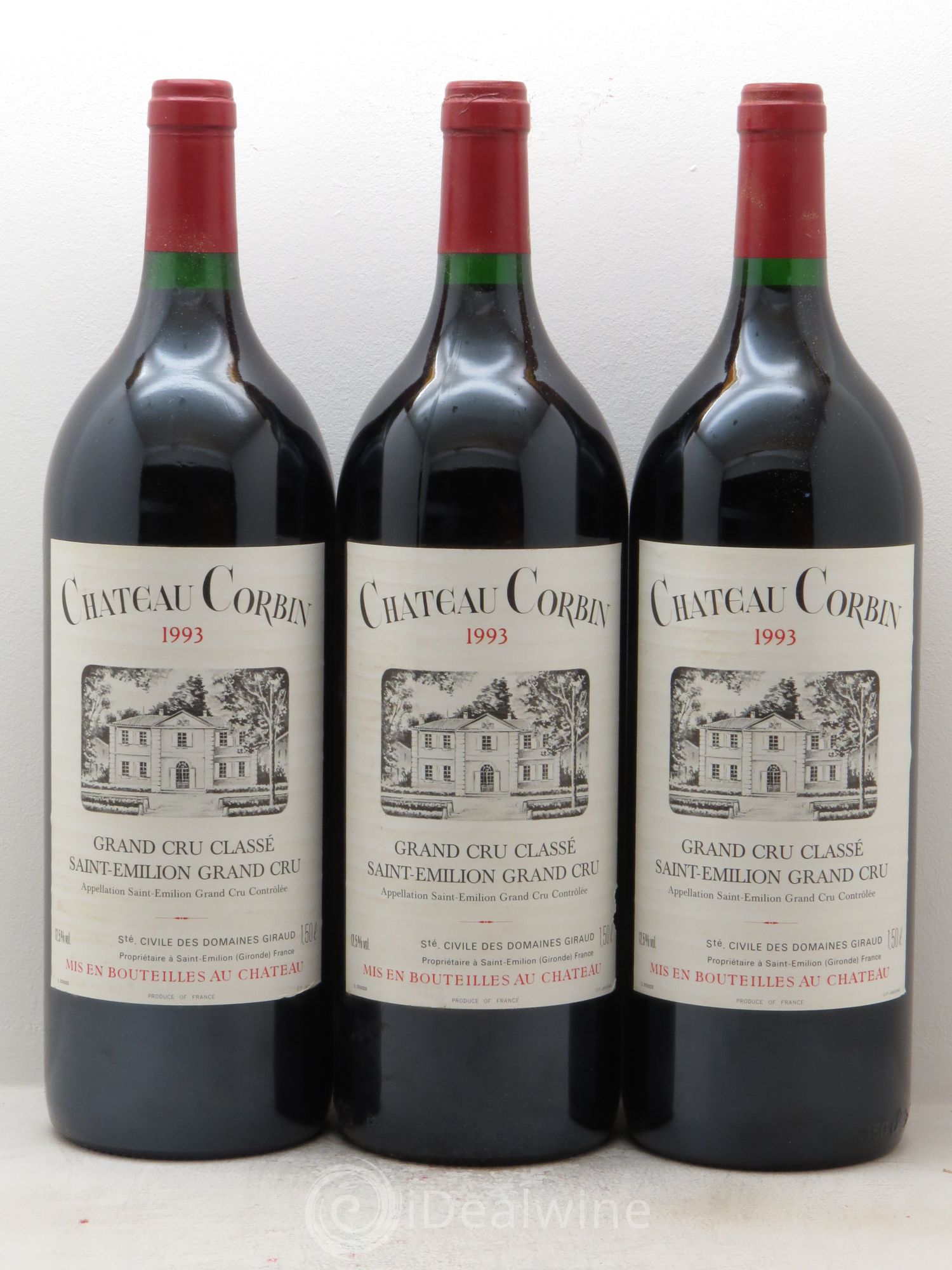 Château Corbin Grand Cru Classé 1993 - Lot de 3 magnums - 0