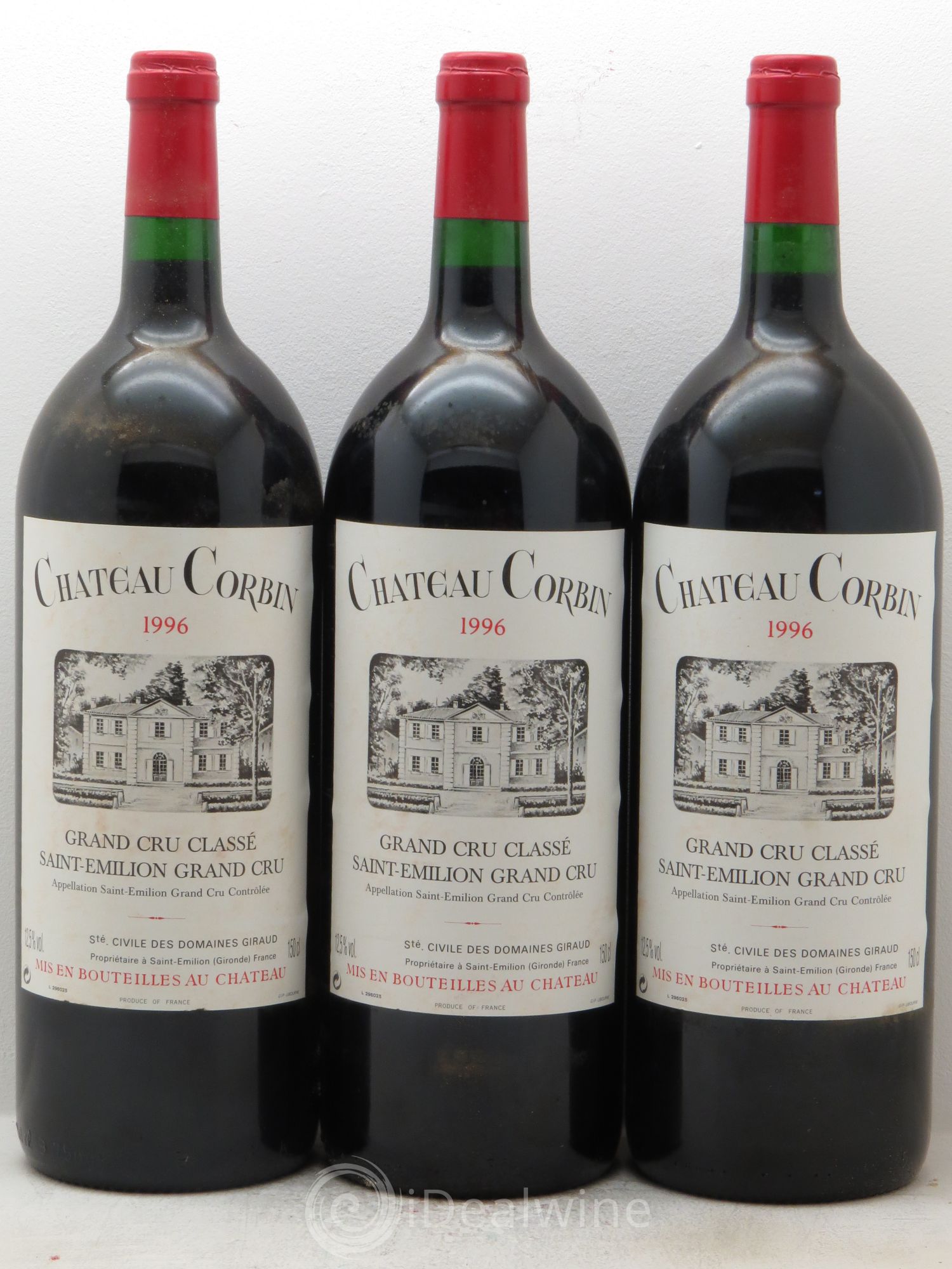 Château Corbin Grand Cru Classé 1996 - Lot de 3 magnums - 0