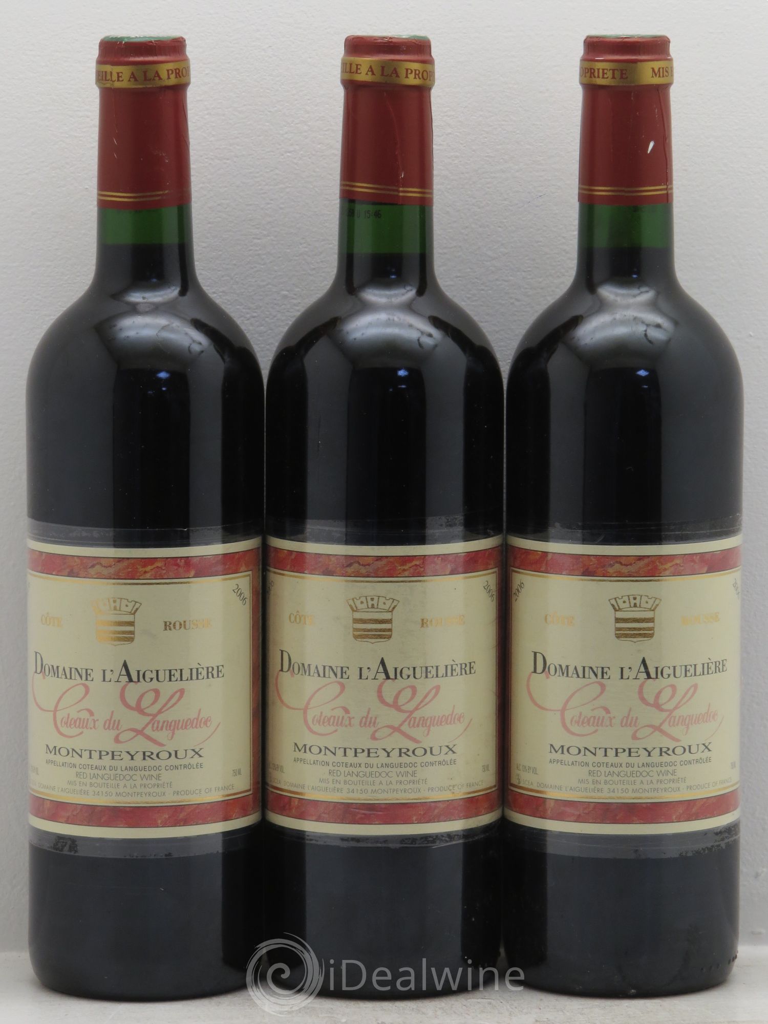 Languedoc Montpeyroux Domaine de l' Aiguelière Cote Rousse A. Commeyras 2006 - Lot de 3 bouteilles - 0