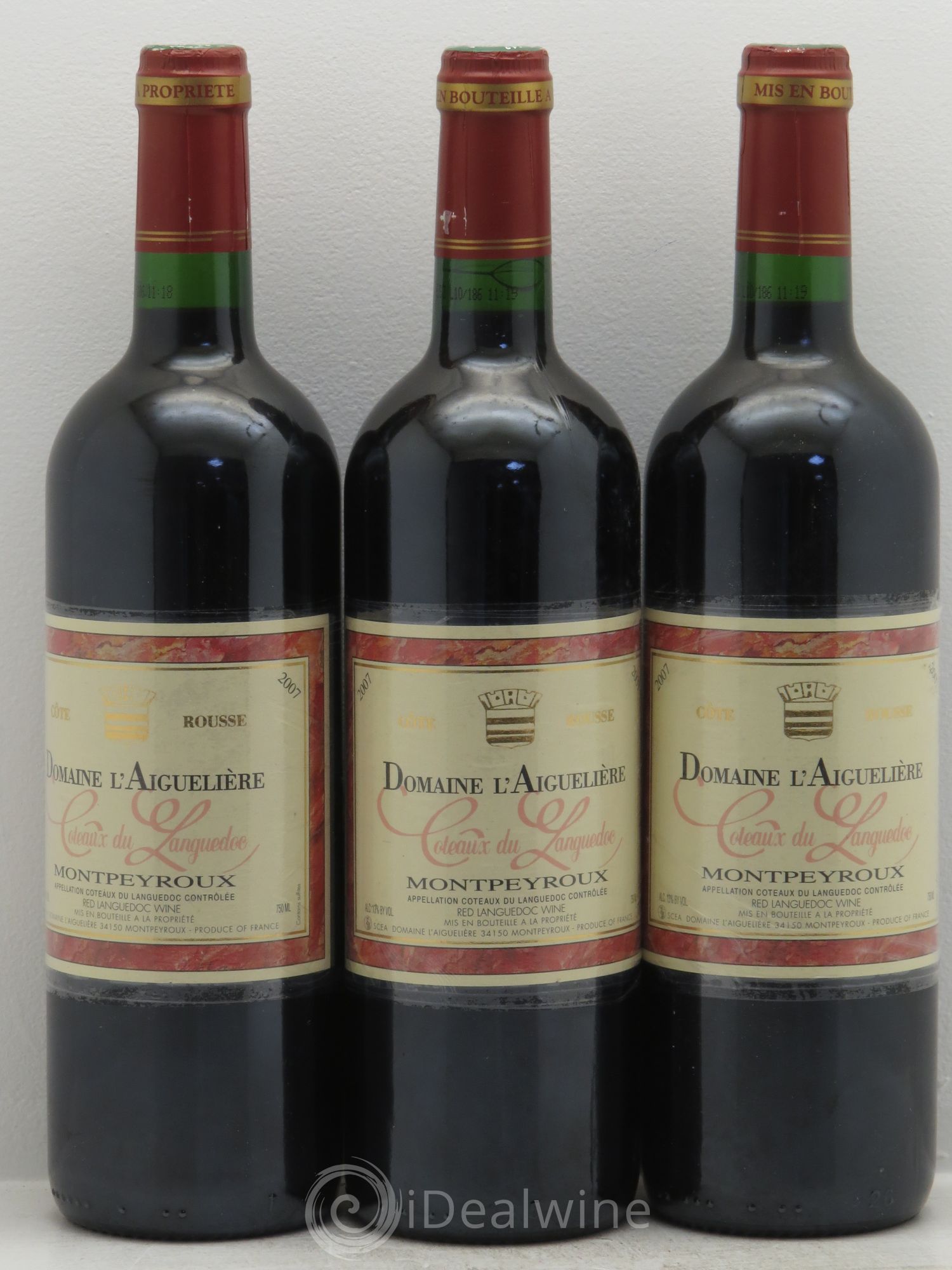 Languedoc Montpeyroux Domaine de l' Aiguelière Cote Rousse A. Commeyras 2007 - Lot de 3 bouteilles - 0