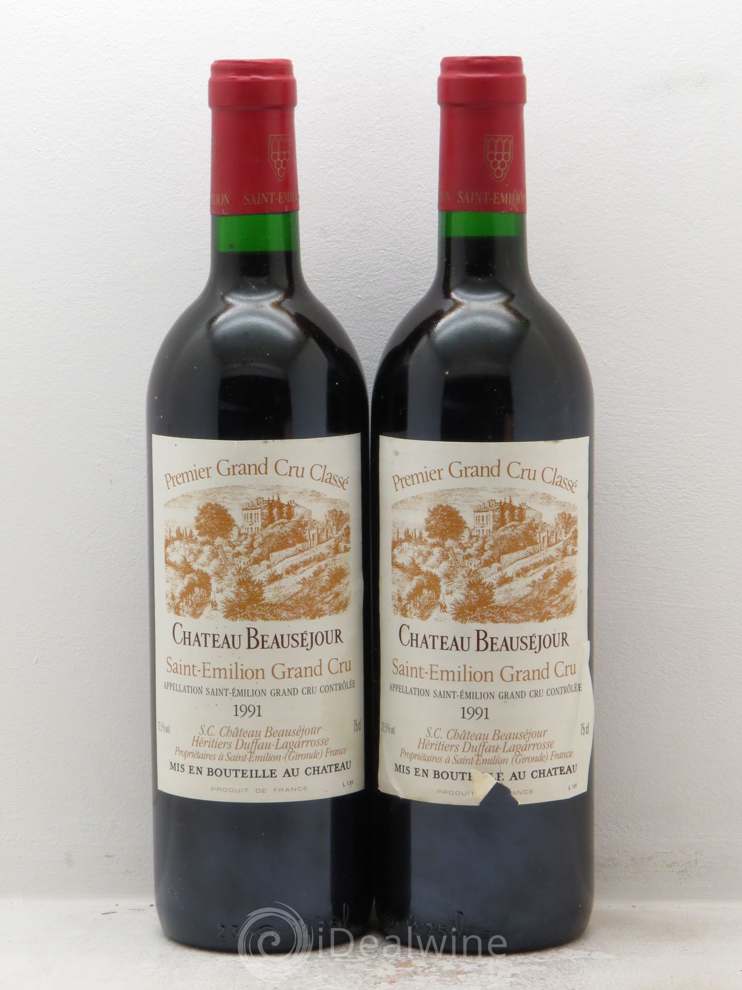 Château Beauséjour (Duffau-Lagarrosse) 1er Grand Cru Classé B 1991 - Lot de 2 bouteilles - 0