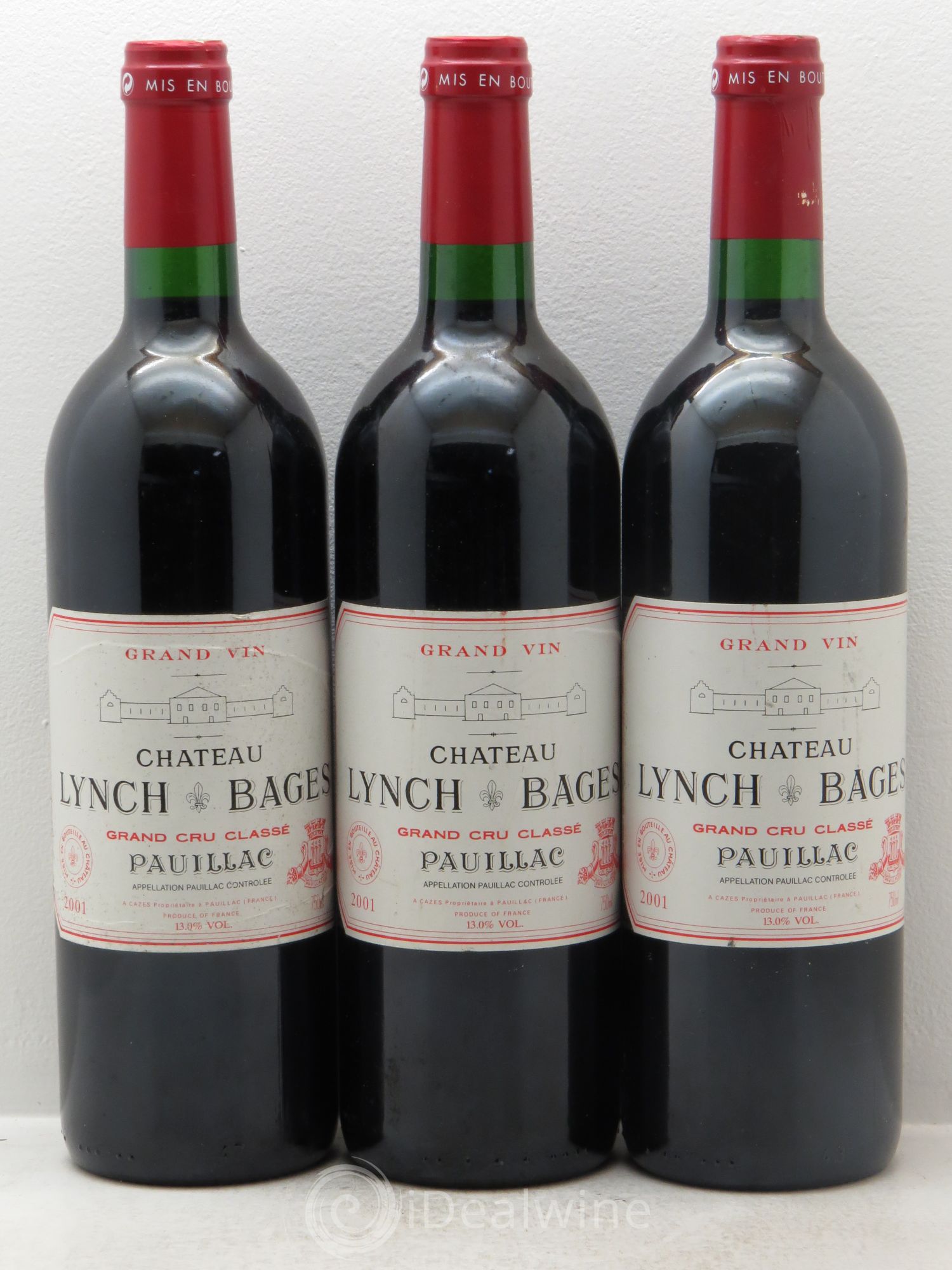 Château Lynch Bages 5ème Grand Cru Classé 2001 - Lot de 3 bouteilles - 0