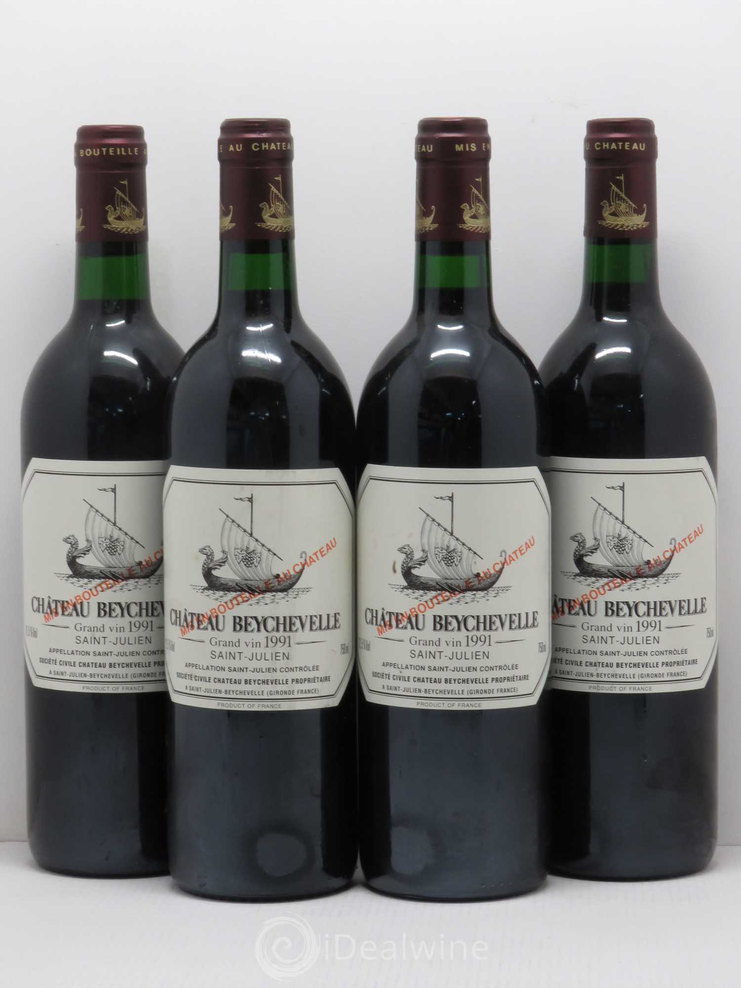 Château Beychevelle 4ème Grand Cru Classé 1991 - Lot de 4 bouteilles - 0