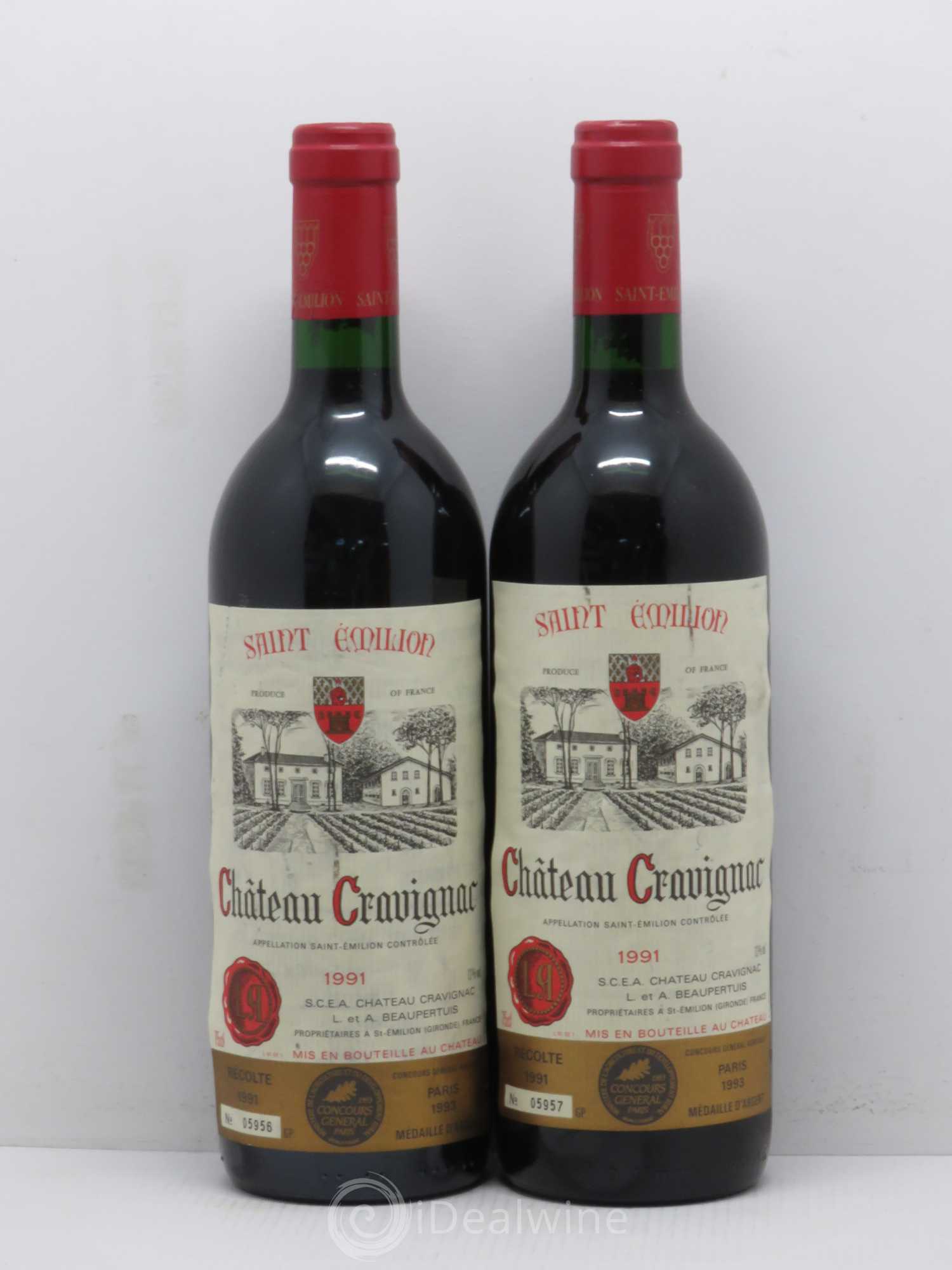 Saint-Émilion Château Cravignac (sans prix de réserve) 1991 - Posten von 2 Flaschen - 0