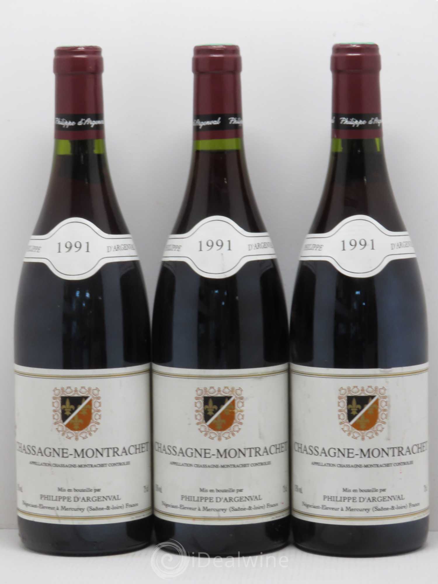 Chassagne-Montrachet Philippe dArgenval 1991 - Lot de 3 bouteilles - 0