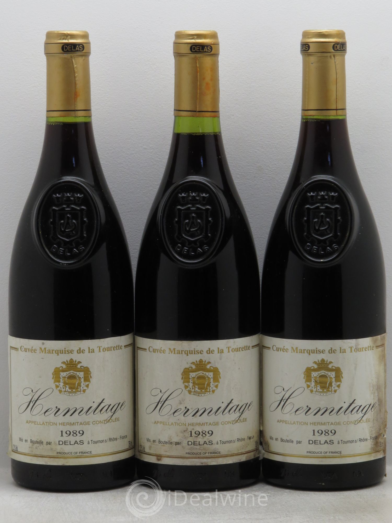 Hermitage Marquise de la Tourette Delas Frères 1989 - Lot de 3 bouteilles - 0