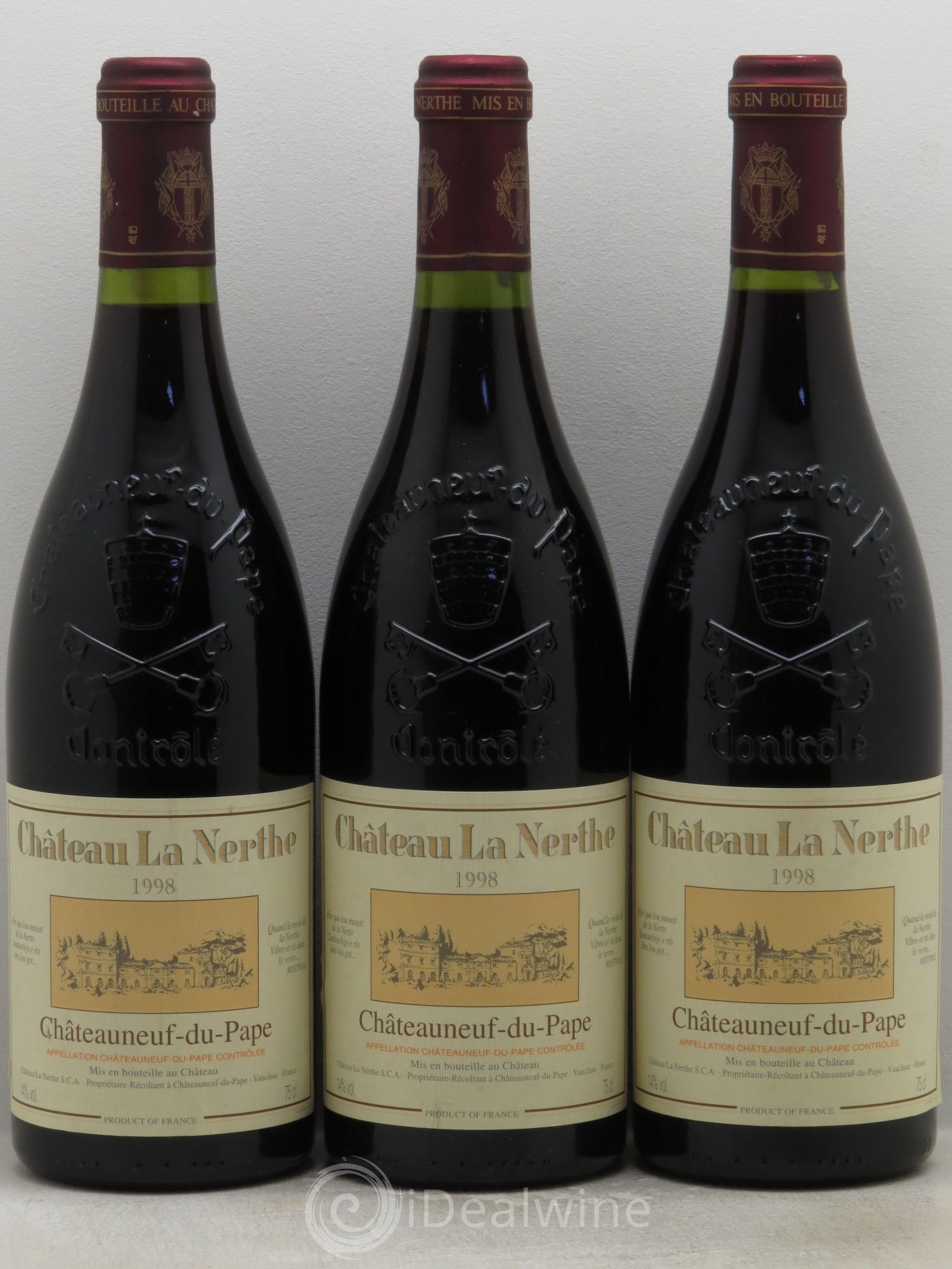 Châteauneuf-du-Pape Château la Nerthe Famille Richard 1998 - Lot de 3 bouteilles - 0