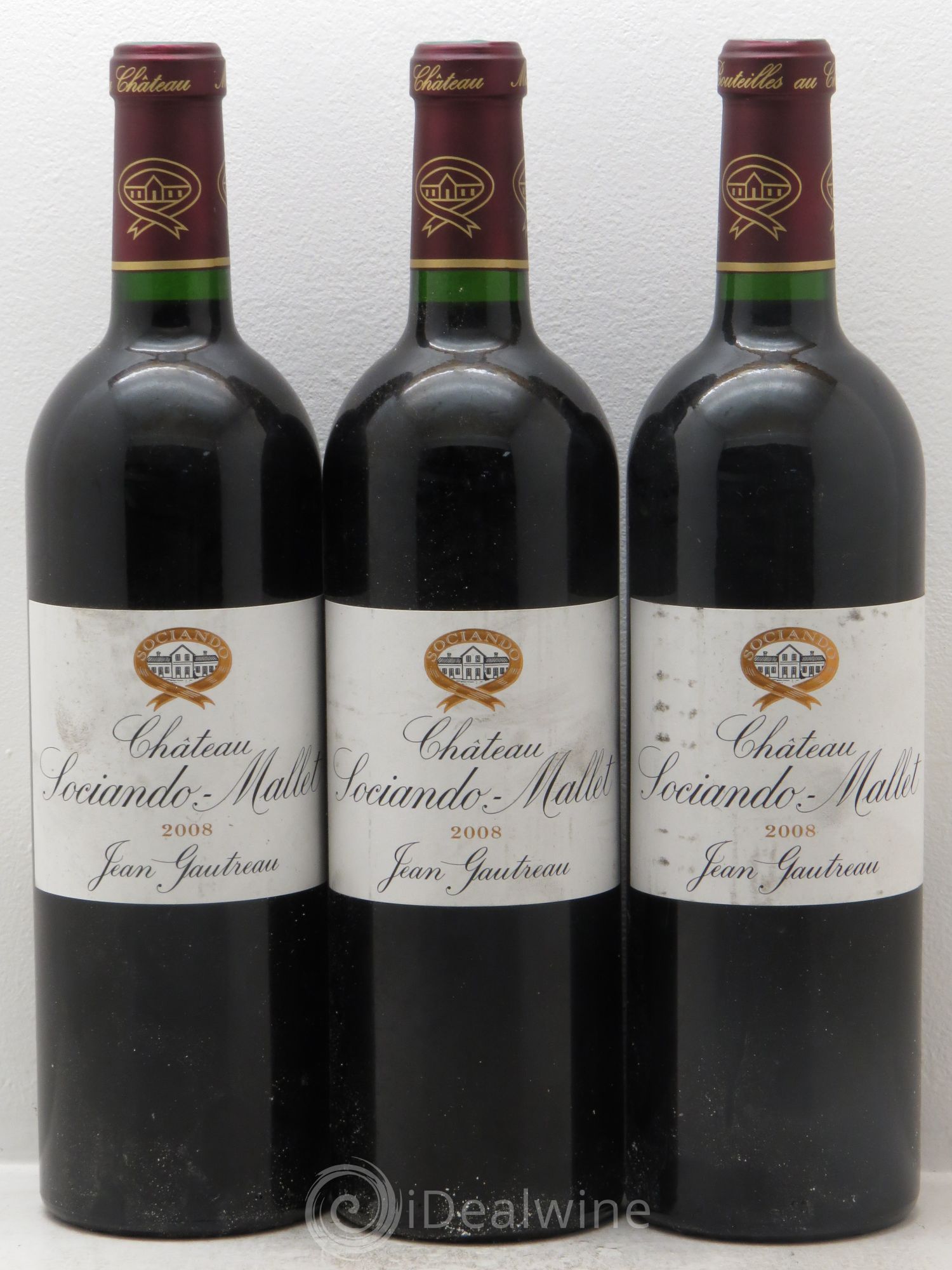 Château Sociando Mallet 2008 - Lot de 3 bouteilles - 0