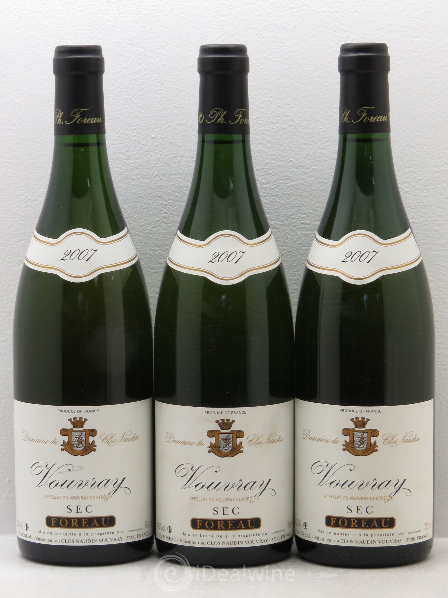 Vouvray Sec Clos Naudin - Philippe Foreau 2007 - Lot de 3 bouteilles - 0